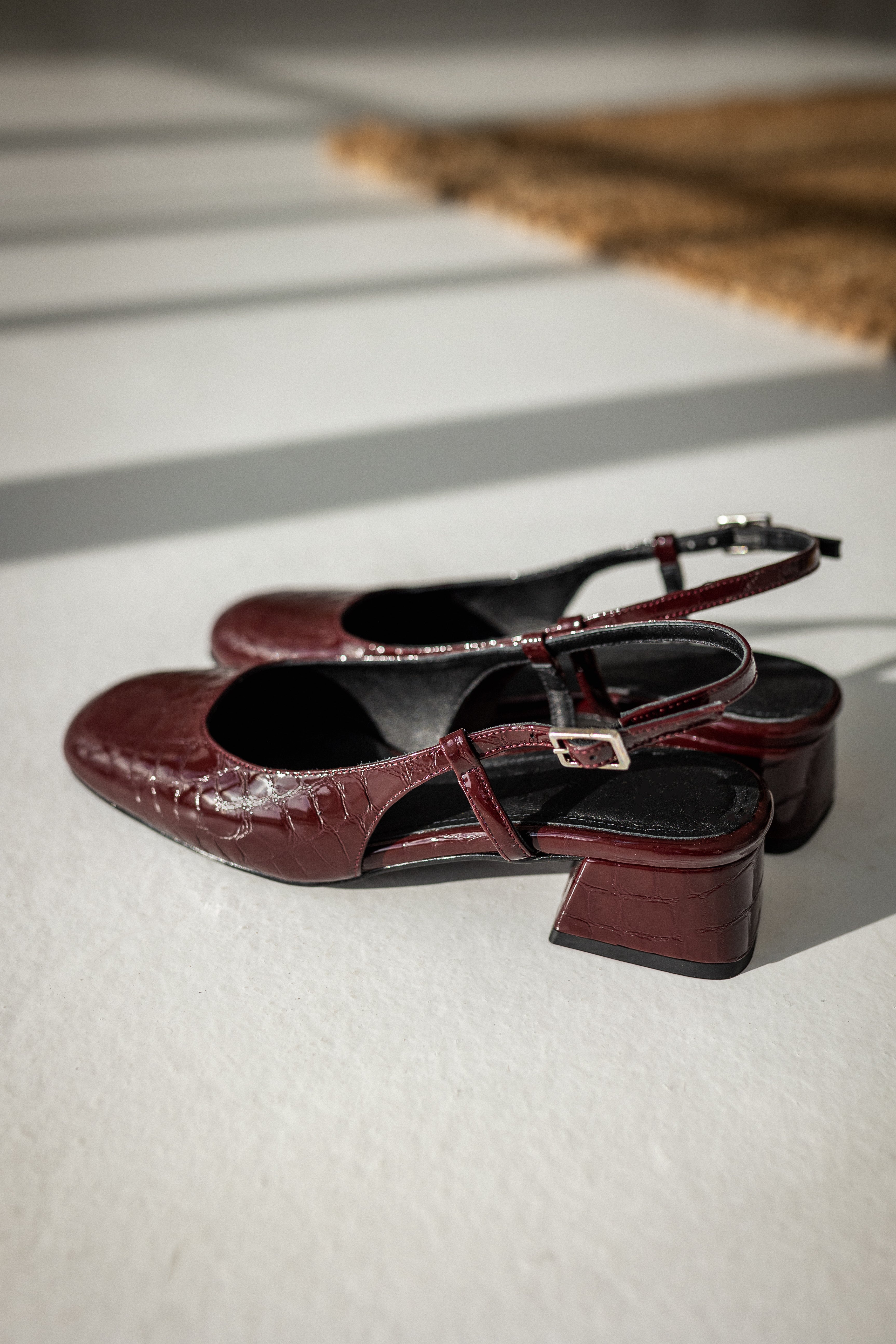 STILETTO LAURA COCO-EFFECT LEATHER BURGUNDY PATENT LEATHER 4CM HEEL