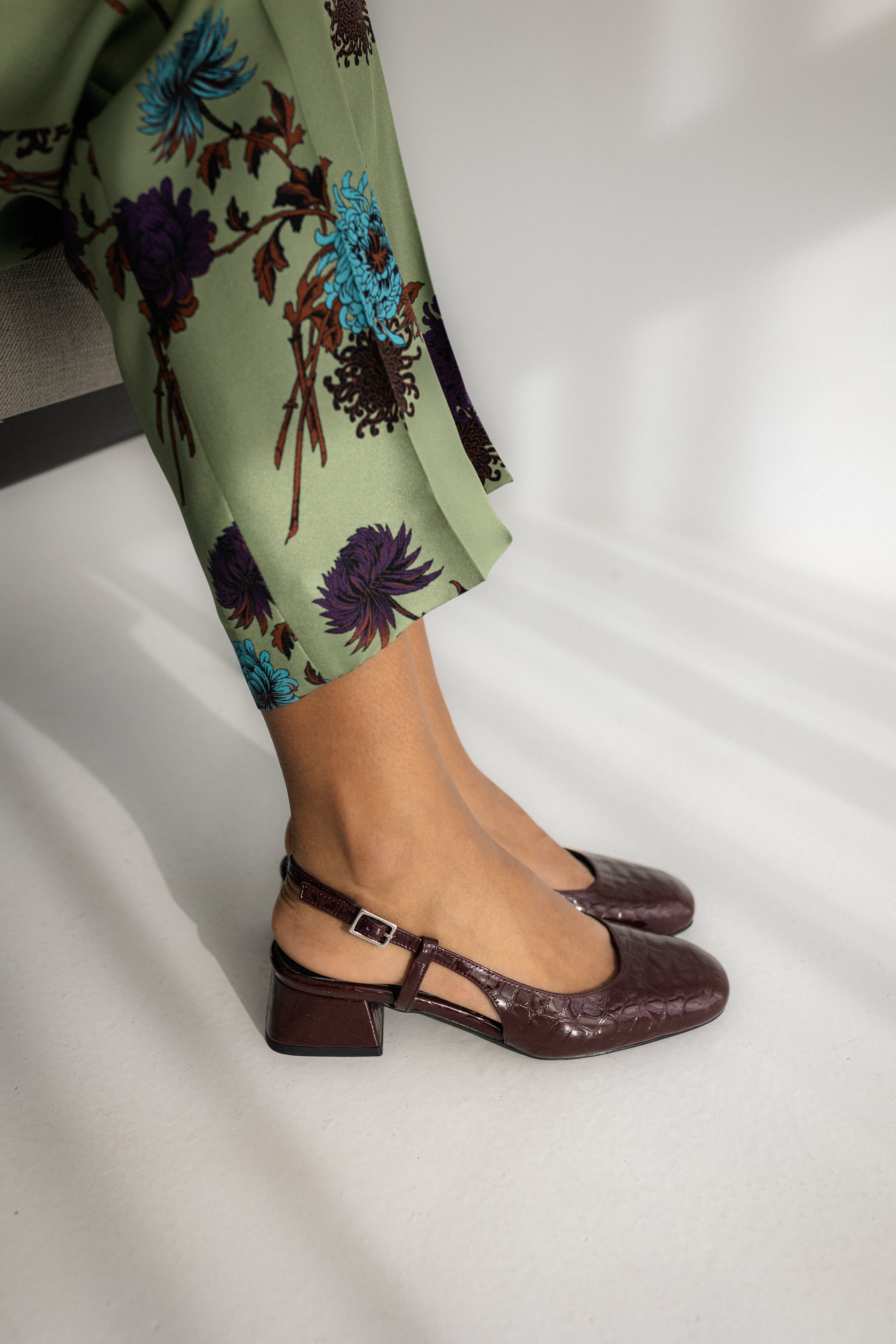 STILETTO LAURA COCO-EFFECT LEATHER BURGUNDY PATENT LEATHER 4CM HEEL