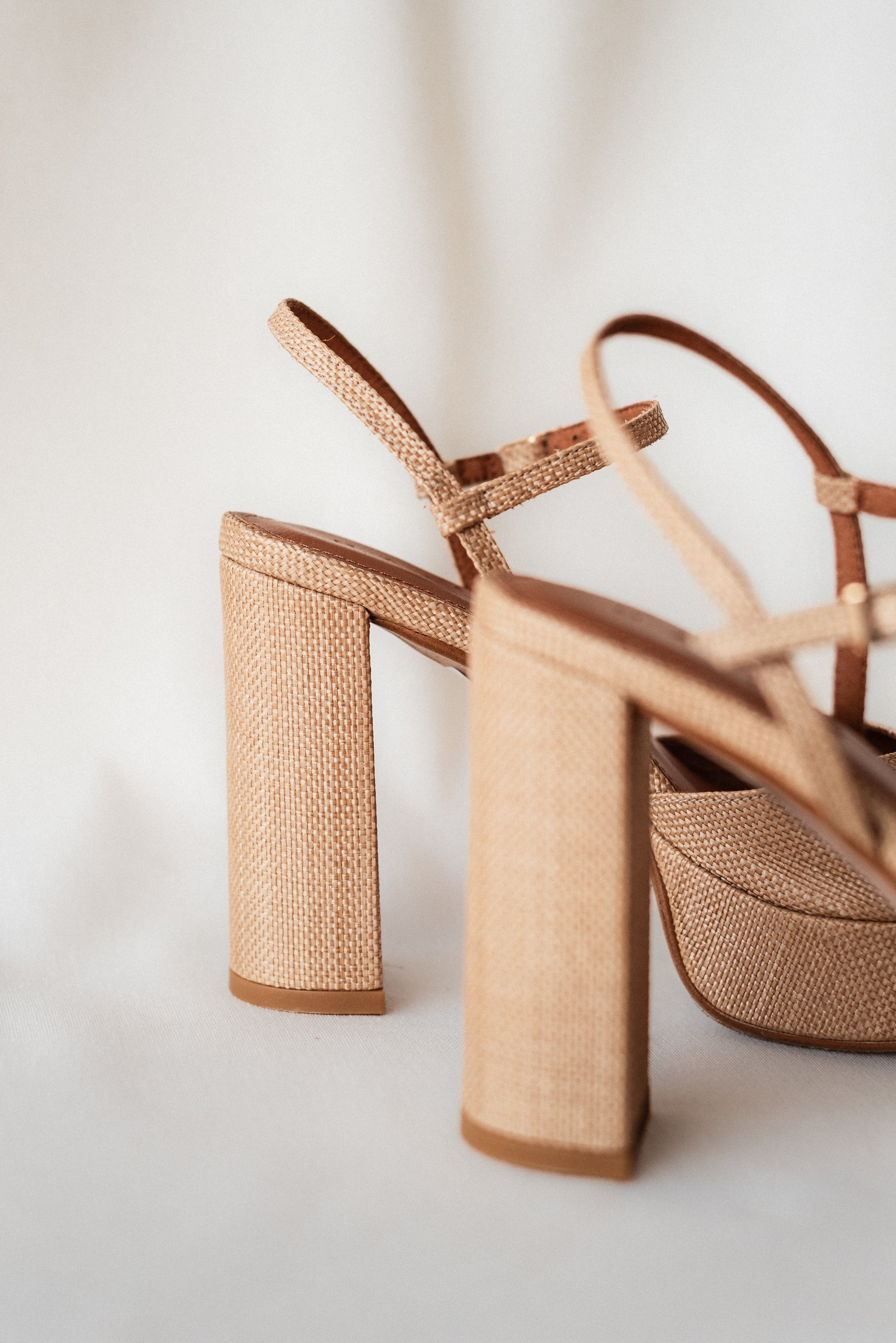 MAISA SANDAL WITH 10CM HEEL NATURAL LINEN PLATFORM