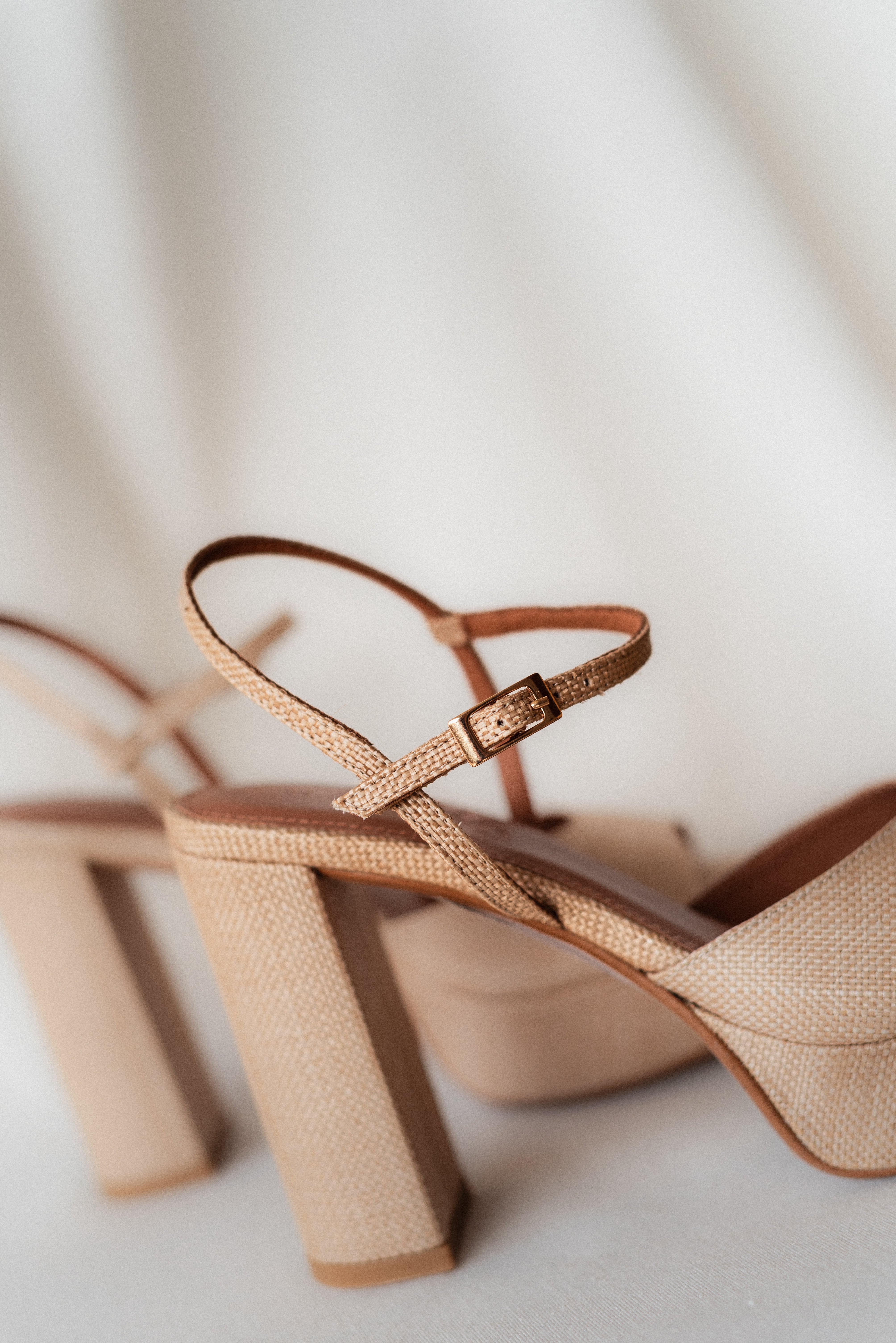 MAISA SANDAL WITH 10CM HEEL NATURAL LINEN PLATFORM