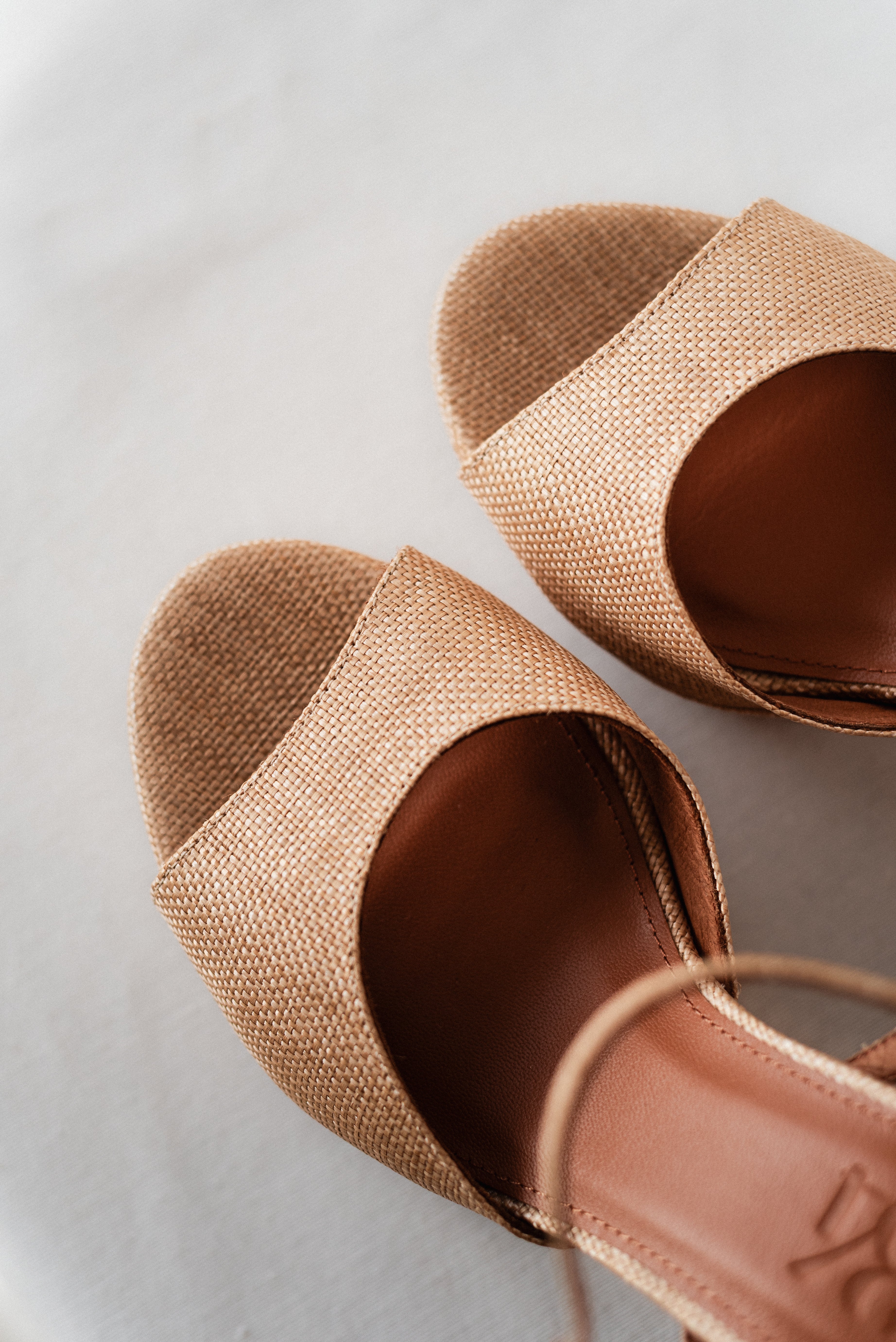 MAISA SANDAL WITH 10CM HEEL NATURAL LINEN PLATFORM
