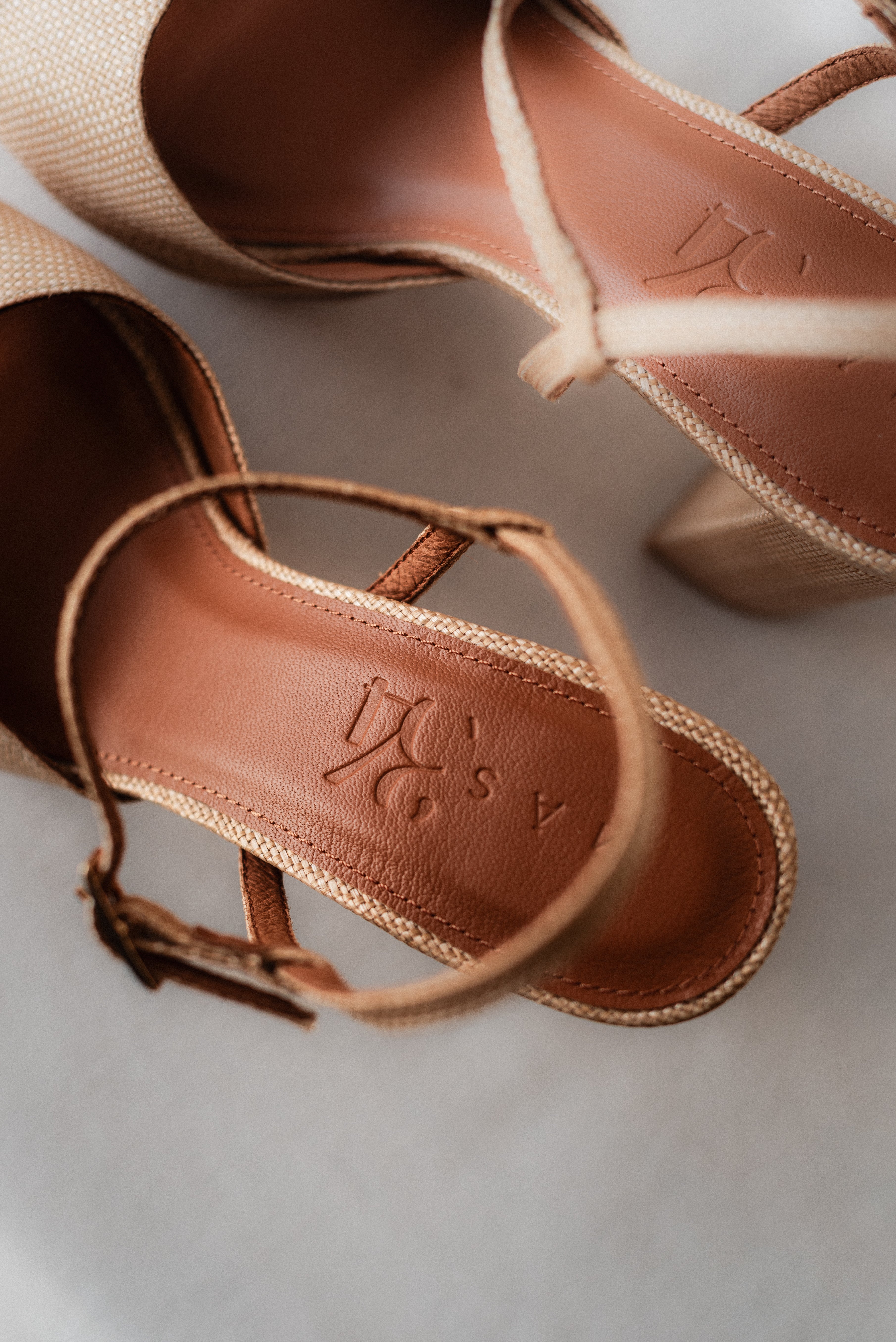 MAISA SANDAL WITH 10CM HEEL NATURAL LINEN PLATFORM
