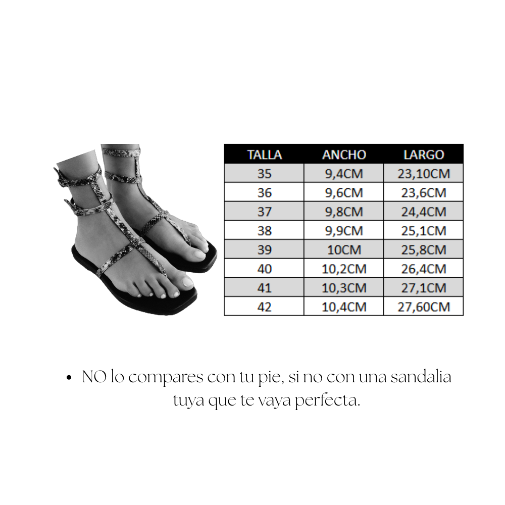 SANDALIA PLANA PATRICIA PIEL EFECTO PITÓN GRIS