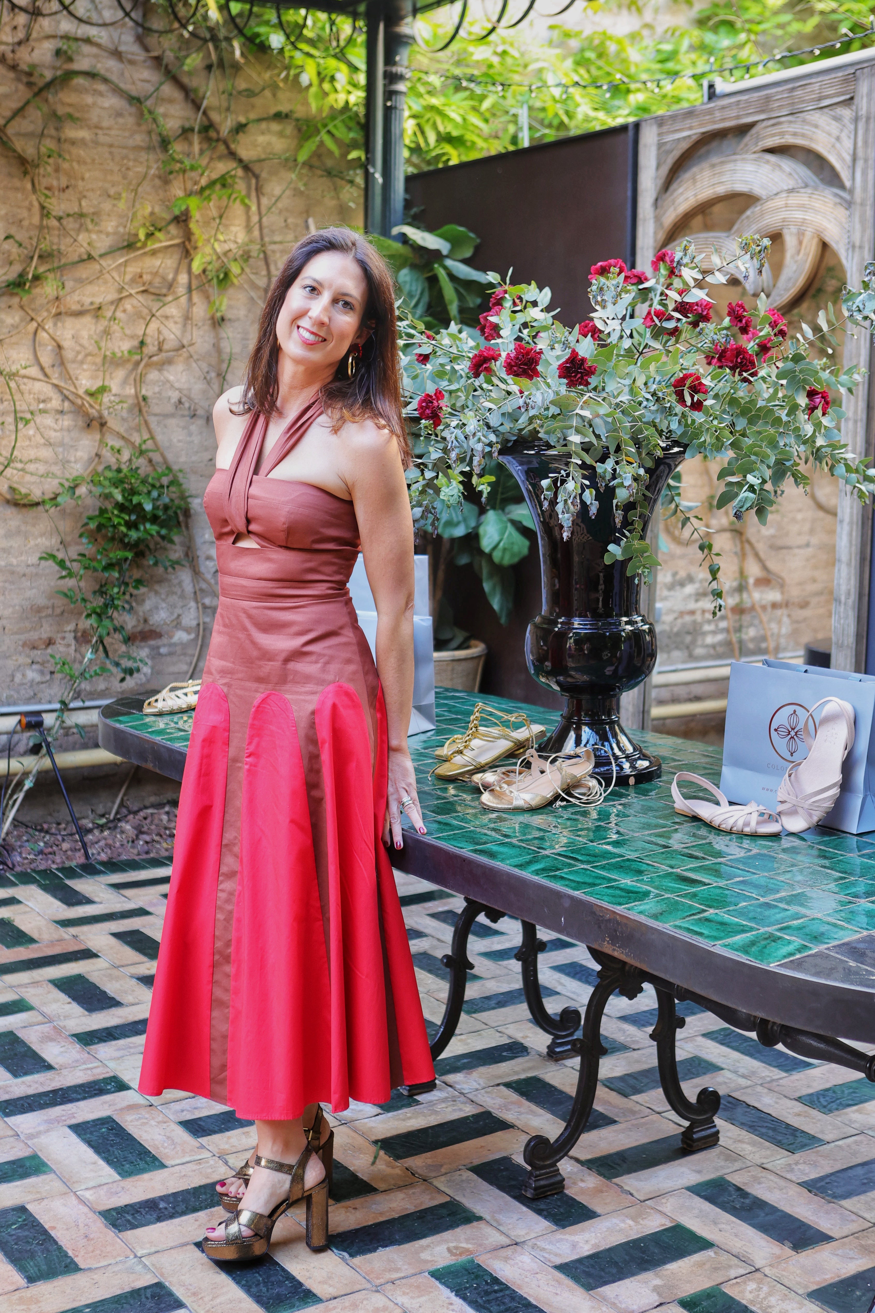 SANDALIA MARTINA PIEL GRABADA COBRE TACÓN 10CM