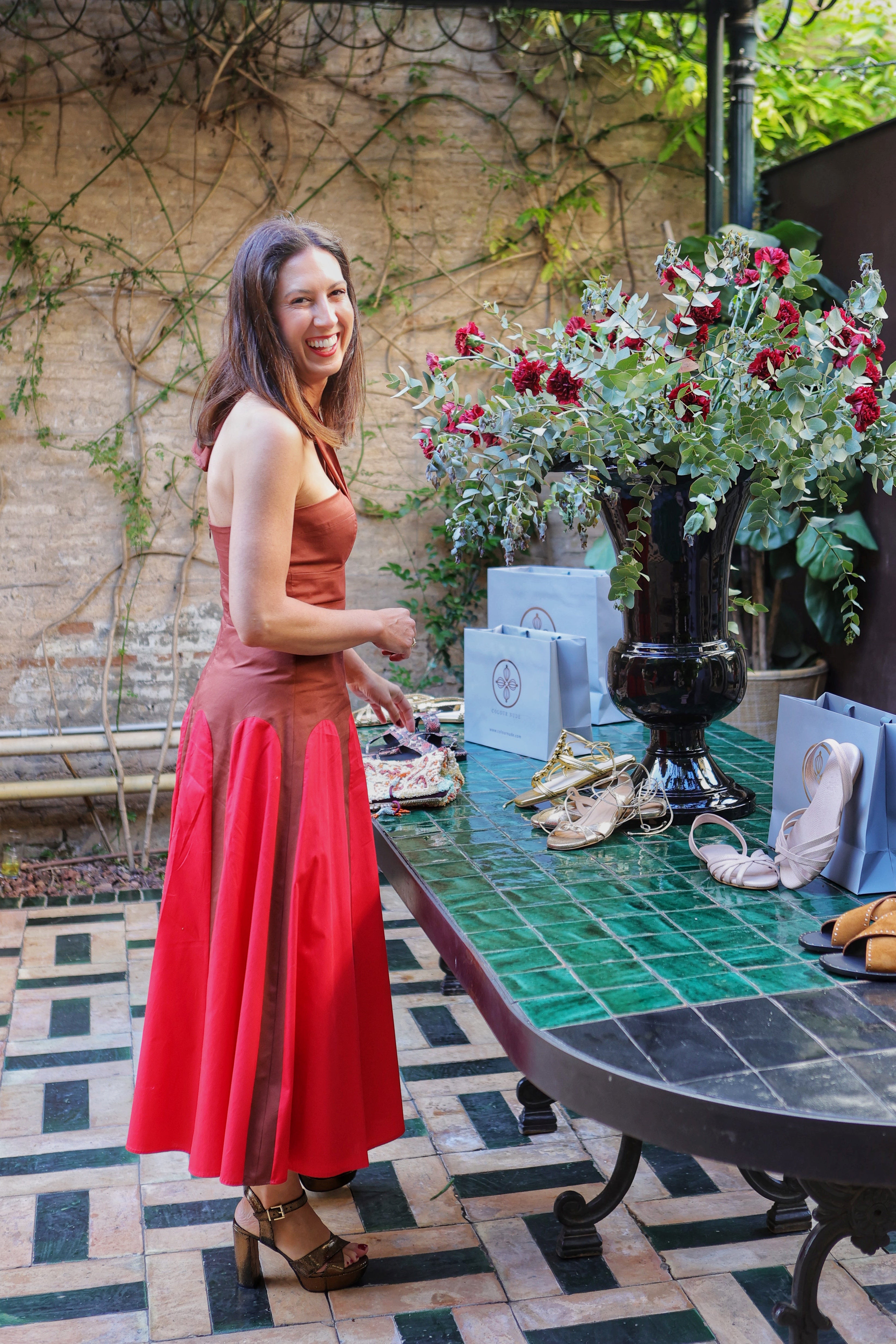 SANDALIA MARTINA PIEL GRABADA COBRE TACÓN 10CM