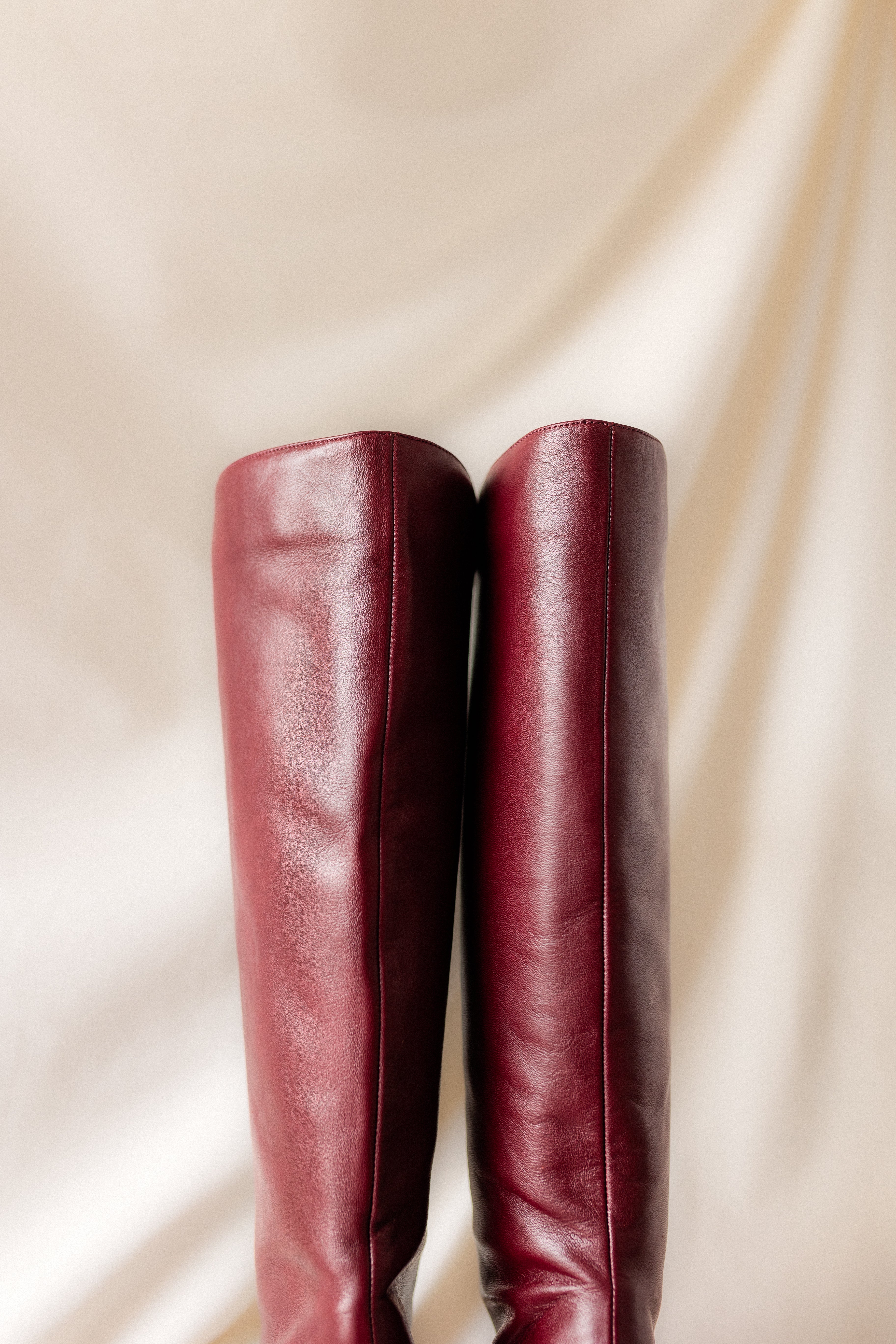 PEPA BOOT BURGUNDY LEATHER MIDI HEEL 5CM