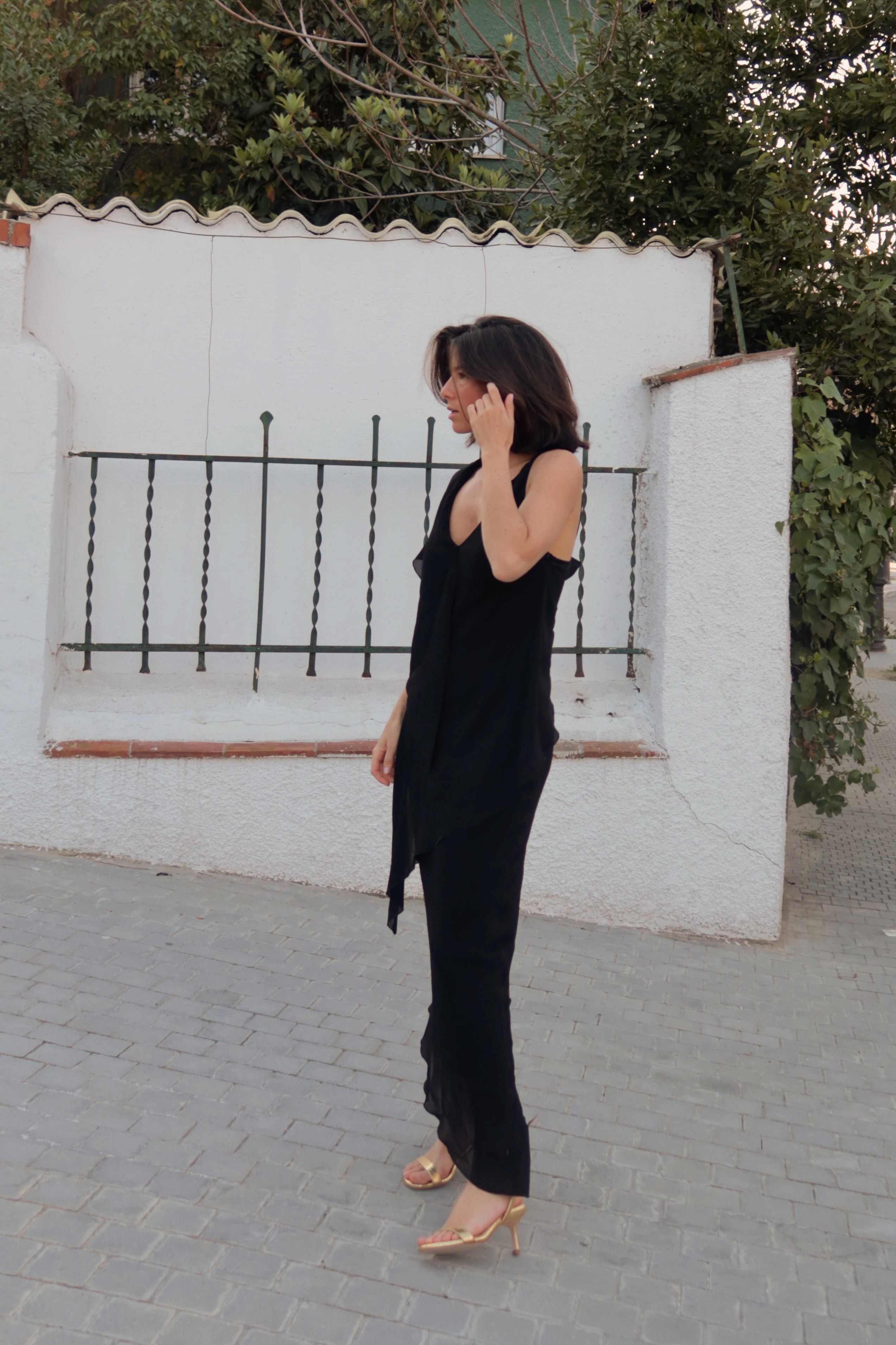 SANDALIA FIONA 2.0 PIEL GRABADA ORO TACÓN 6CM