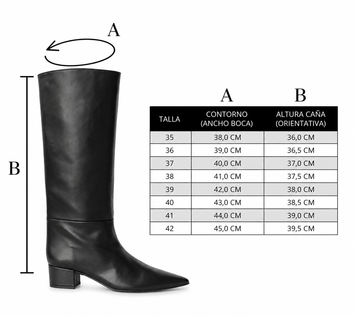 Pipa Black Leather Boots – 3.5 cm Heel