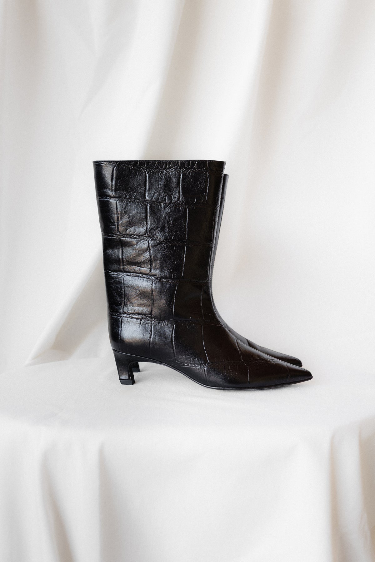 Botín Eloi Piel Coco Negro Tacón 4Cm