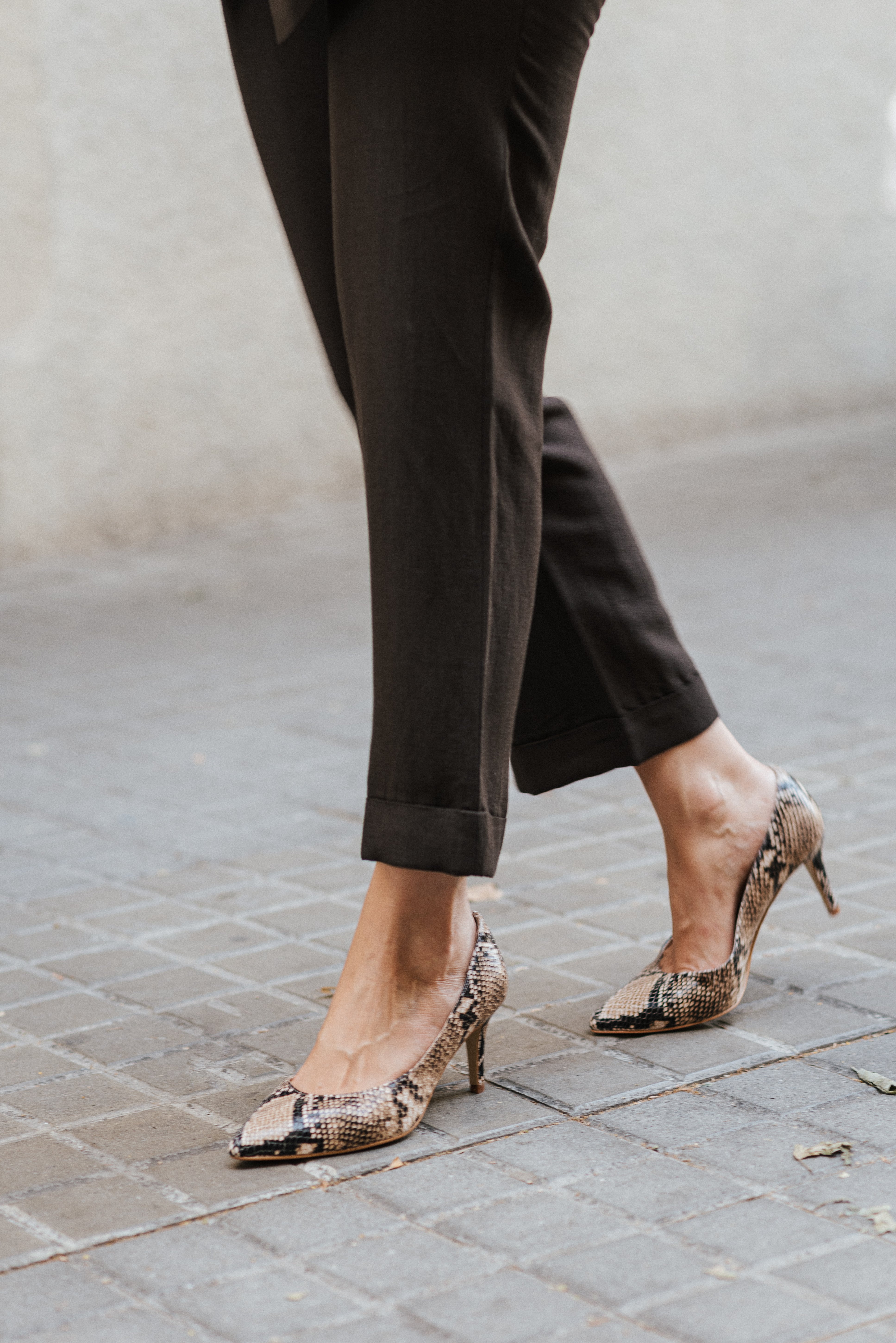 STILETTO MARIA PYTHON EFFECT LEATHER SAND 6CM HEEL