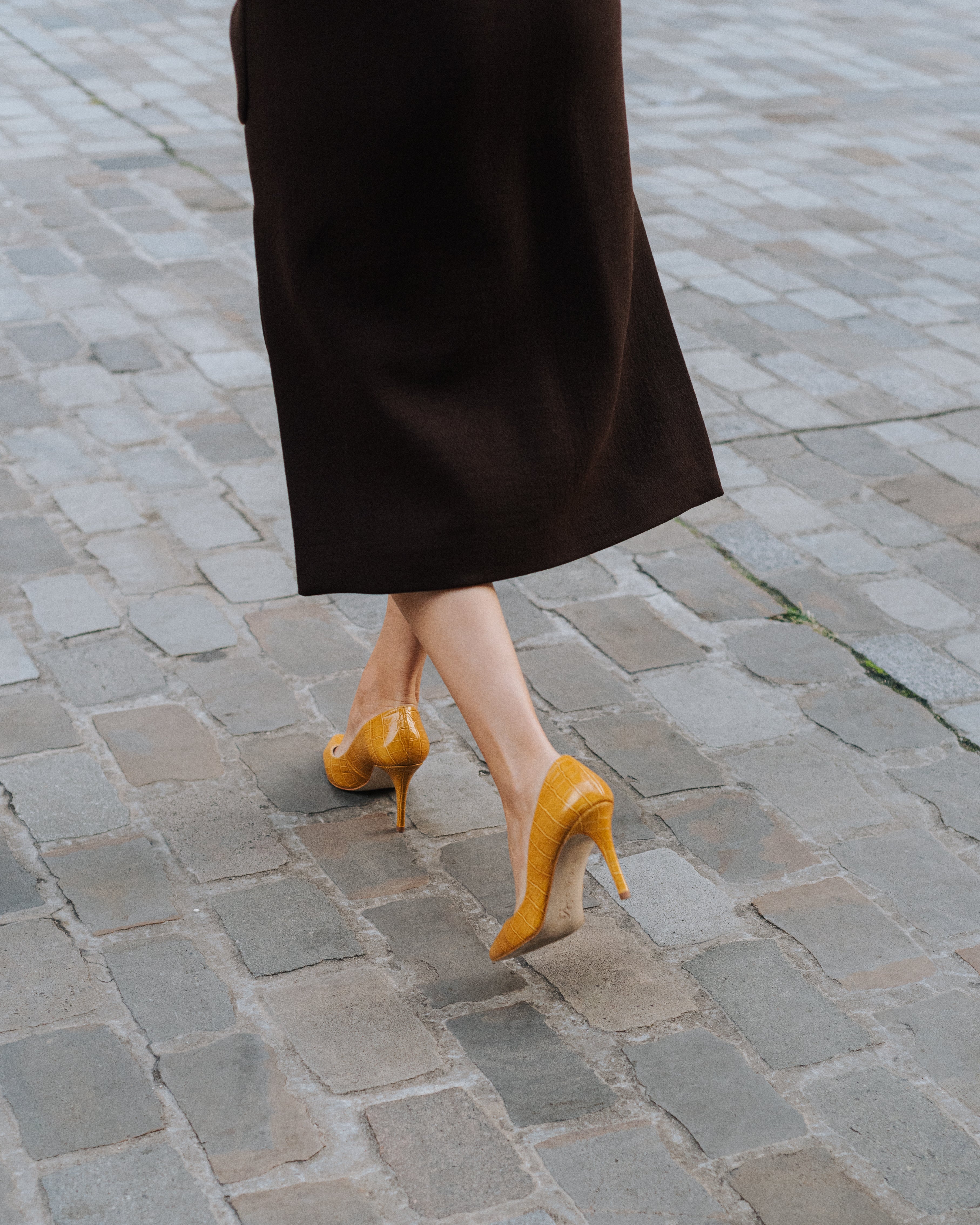 STILETTO VEGA LEATHER EF.COCO MUSTARD 7.9 CM