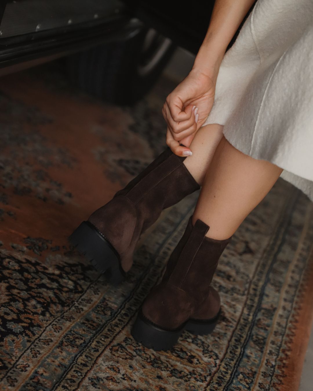 Bota Motera Emma Ante Marrón Tacón 4Cm