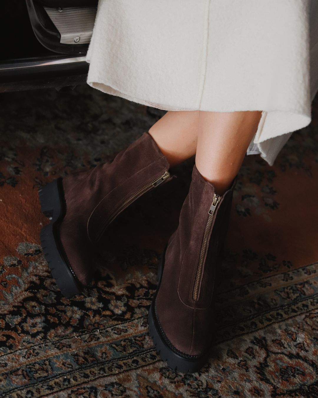 Bota Motera Emma Ante Marrón Tacón 4Cm