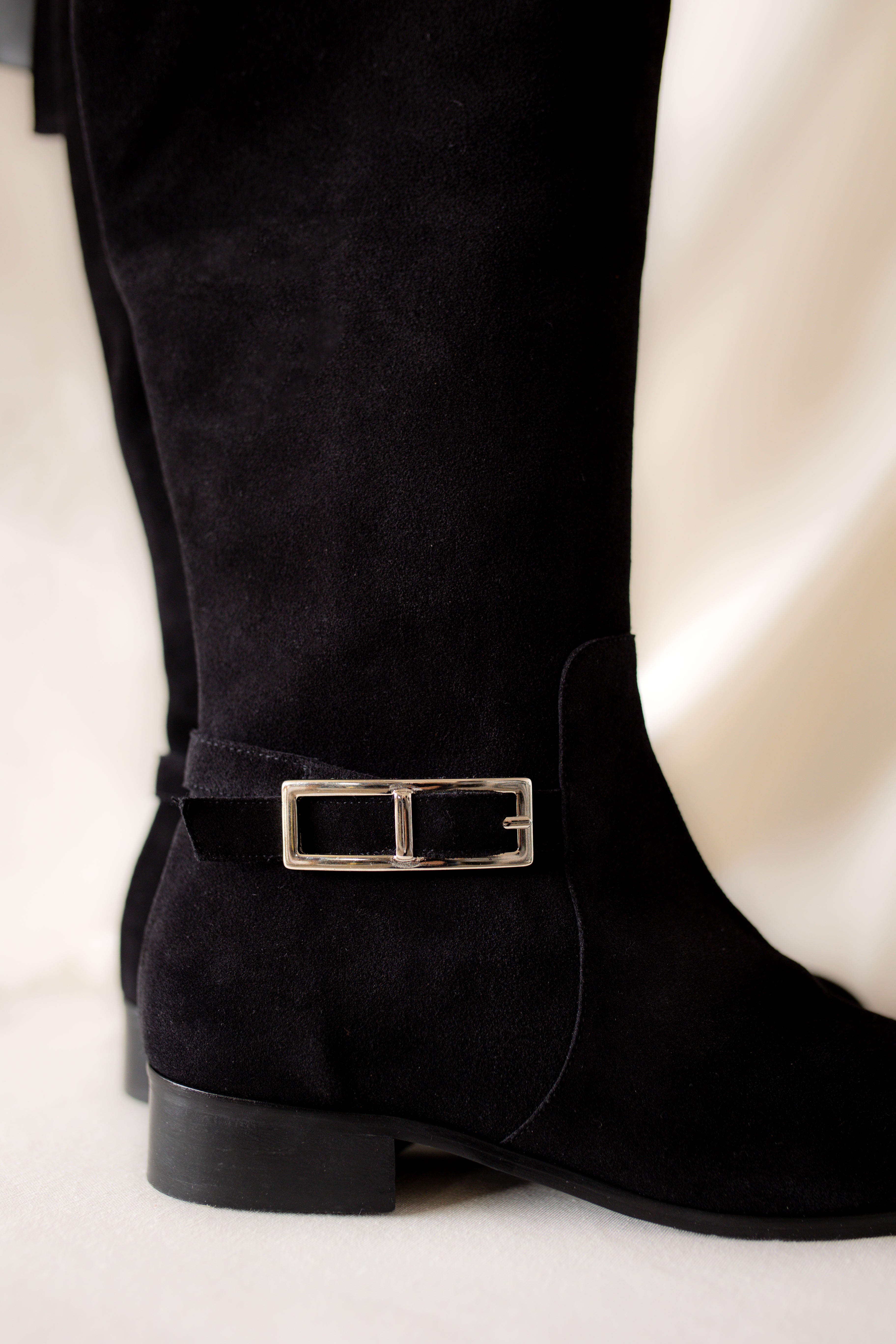 PINK BOOT WITH BLACK SUEDE AND LEATHER FLAP
