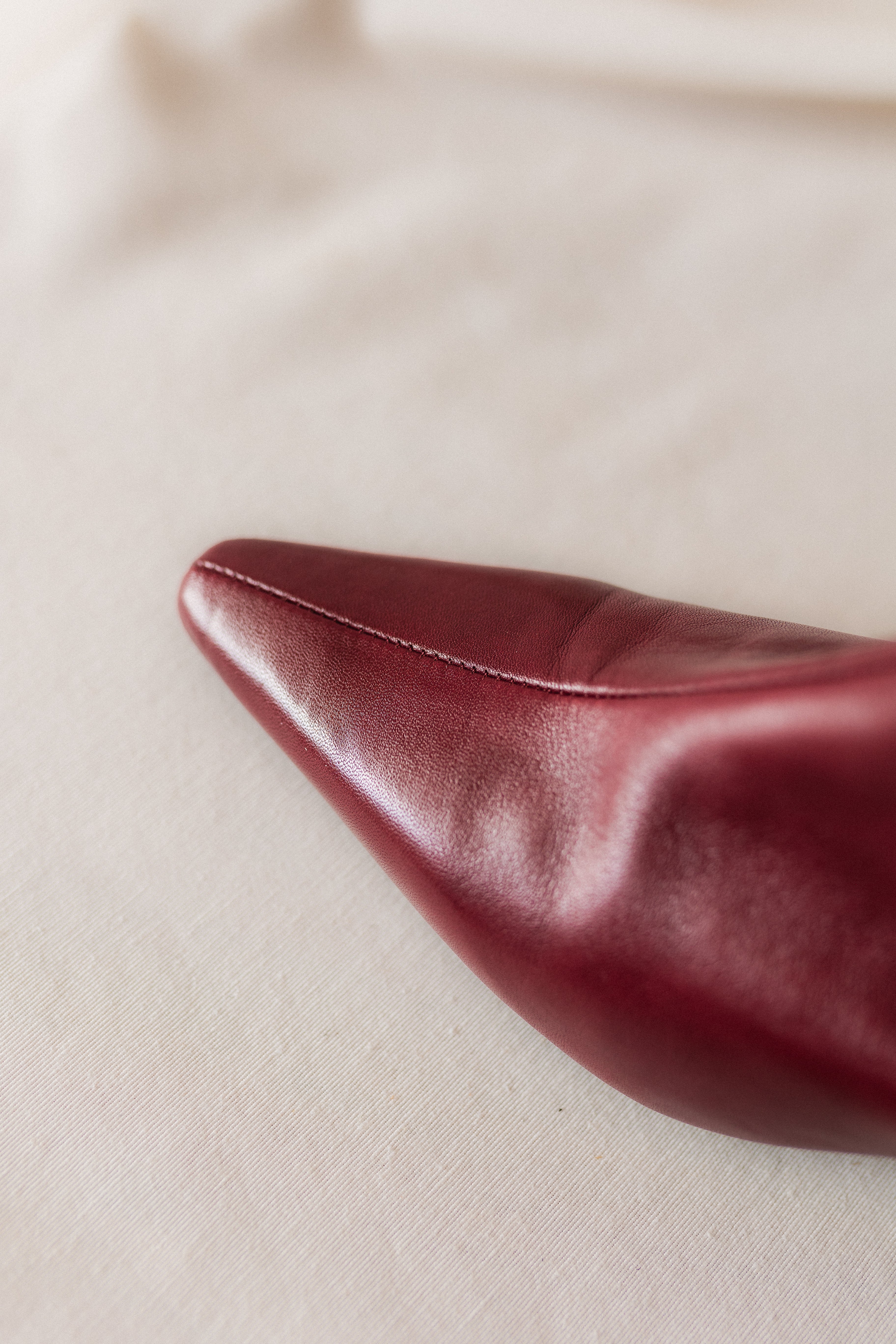 PEPA BOOT BURGUNDY LEATHER MIDI HEEL 5CM