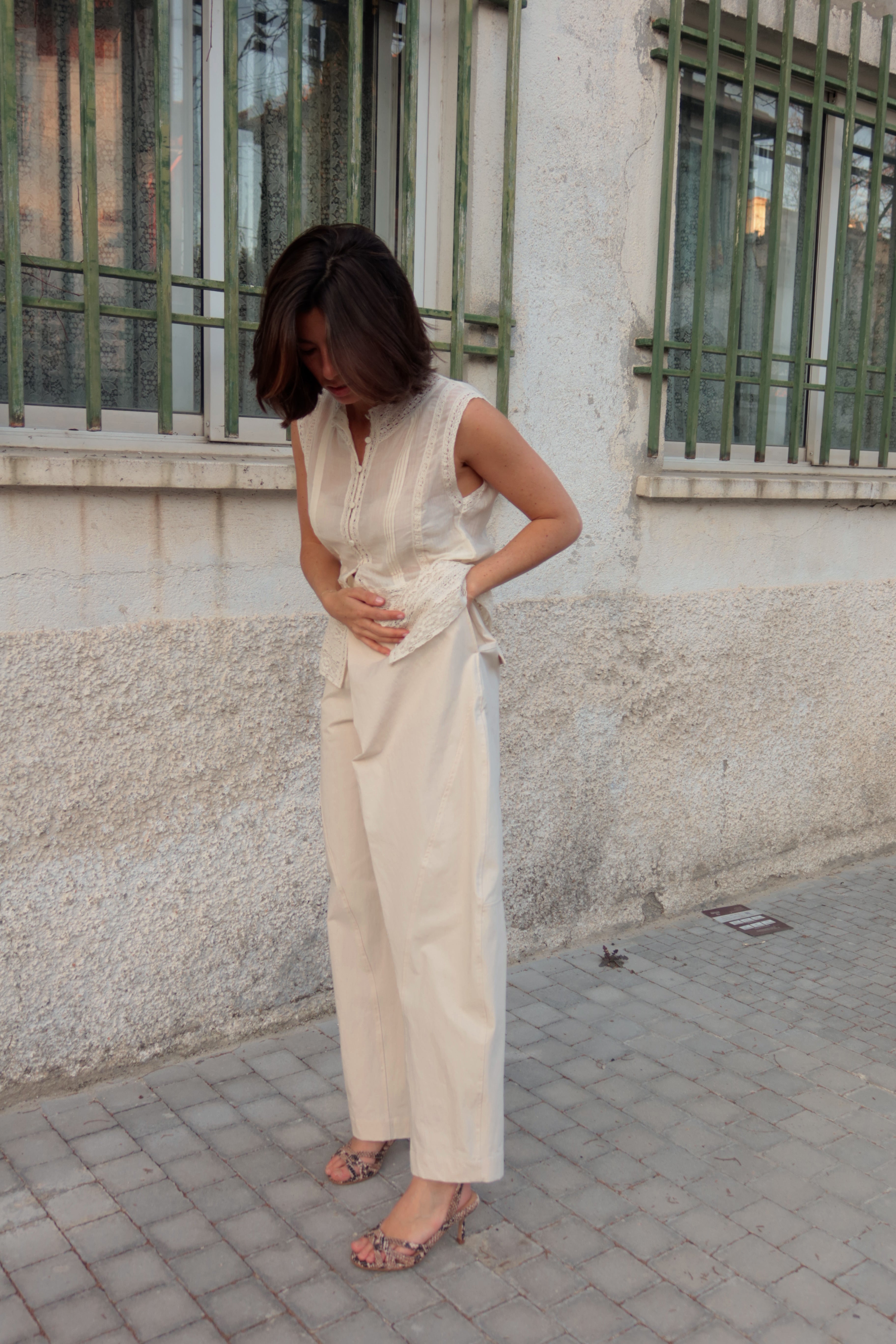 SANDALIA SIRA PIEL EFECTO PITÓN NATURAL TACÓN 6CM