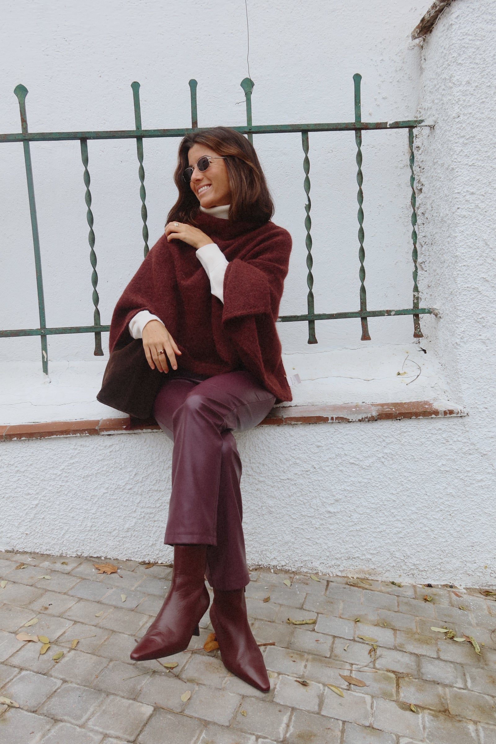 PAULA BURGUNDY LEATHER ANKLE BOOT 5CM MIDI HEEL