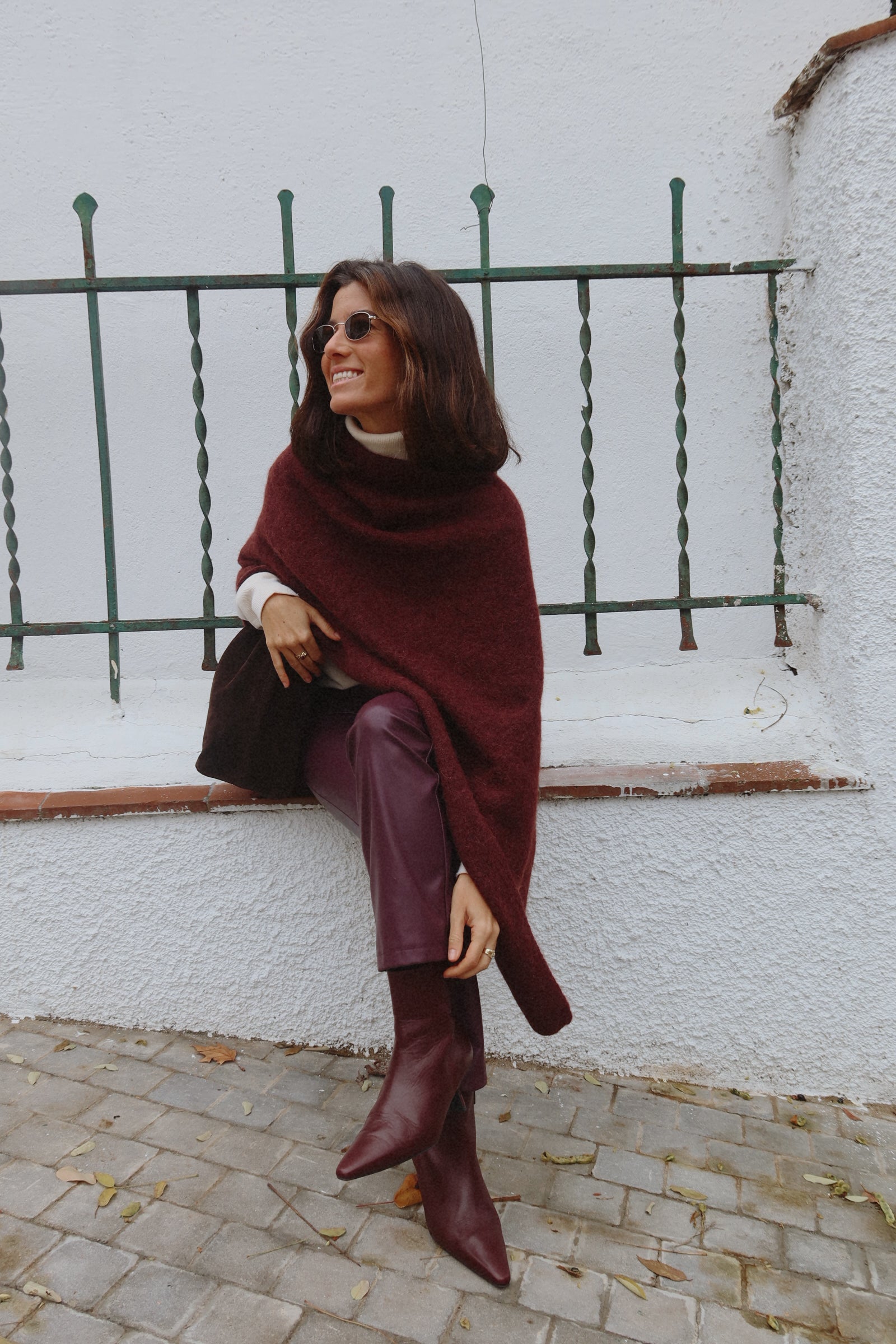 PAULA BURGUNDY LEATHER ANKLE BOOT 5CM MIDI HEEL