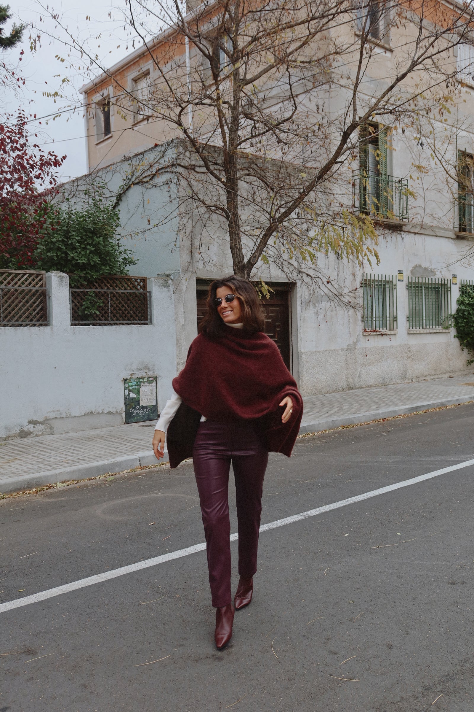 PAULA BURGUNDY LEATHER ANKLE BOOT 5CM MIDI HEEL