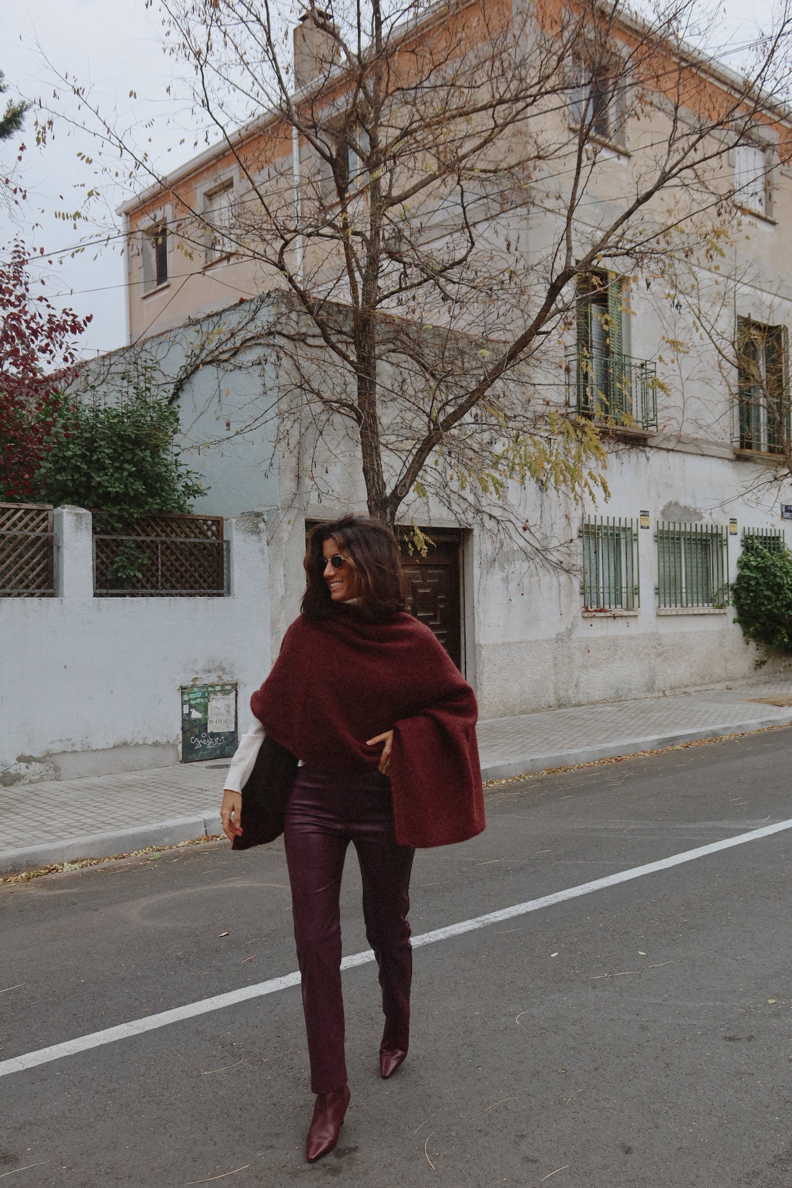 PAULA BURGUNDY LEATHER ANKLE BOOT 5CM MIDI HEEL