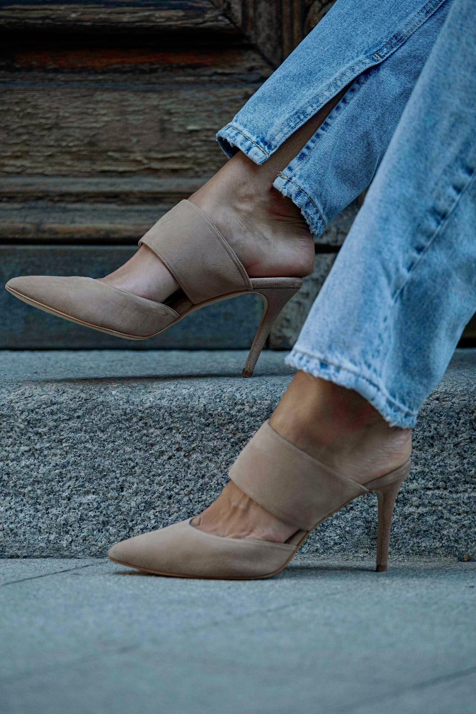 STILETTO ALBA NATURAL SUEDE 8CM HEEL