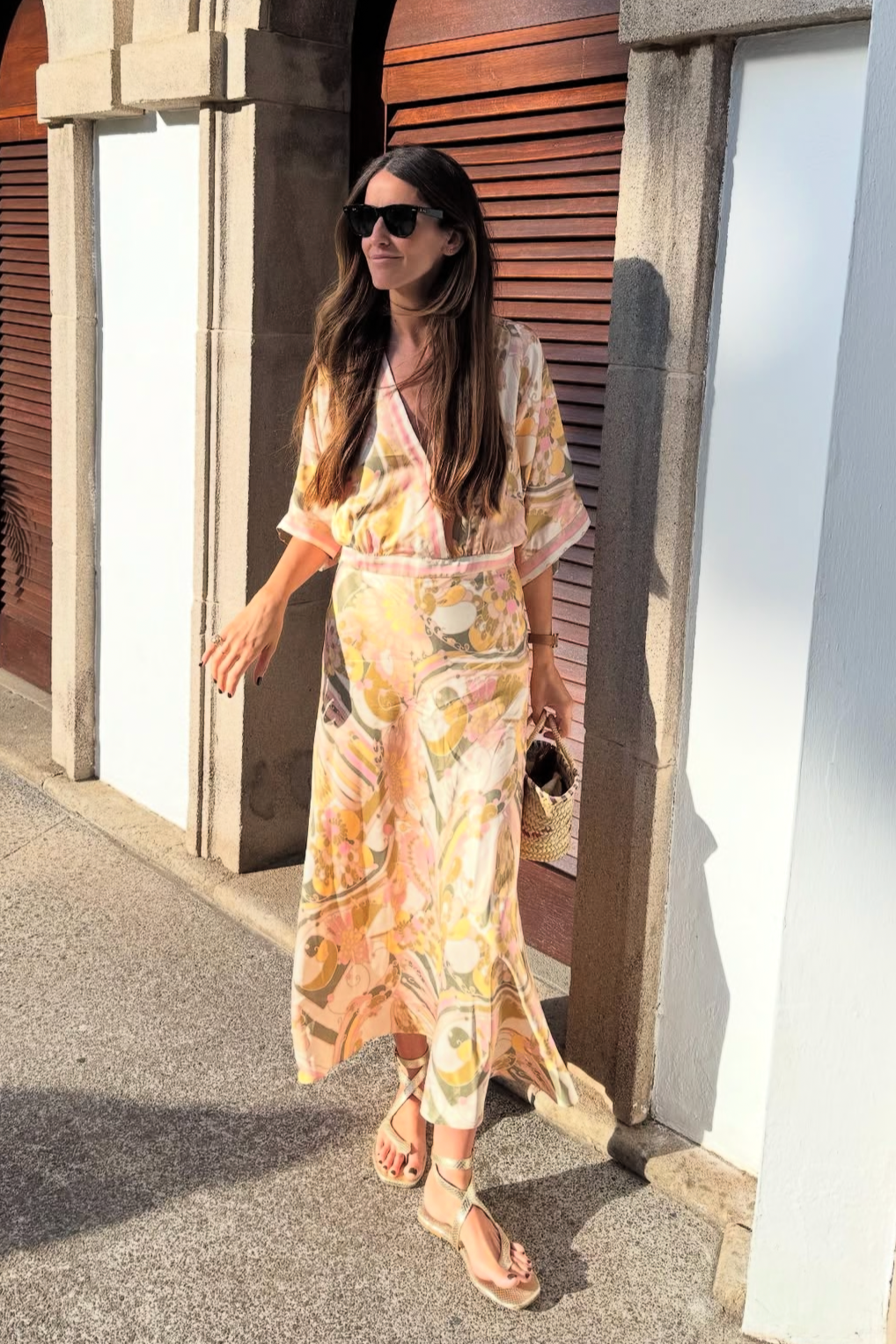 MAX FLAT SANDAL IN PLATINUM ENGRAVED LEATHER