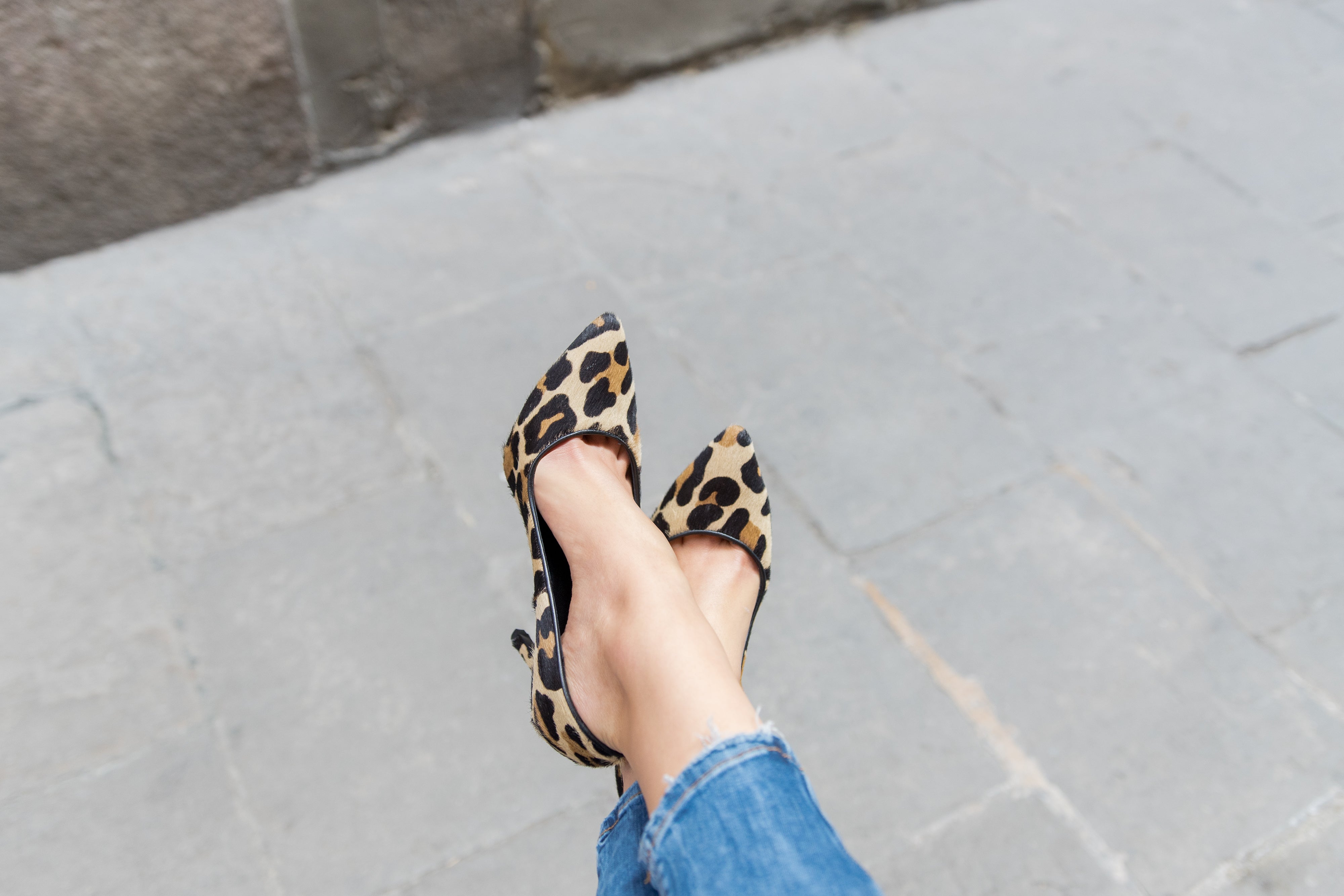 STILETTO VEGA LEOPARD EFFECT LEATHER FOAL 7.9CM HEEL