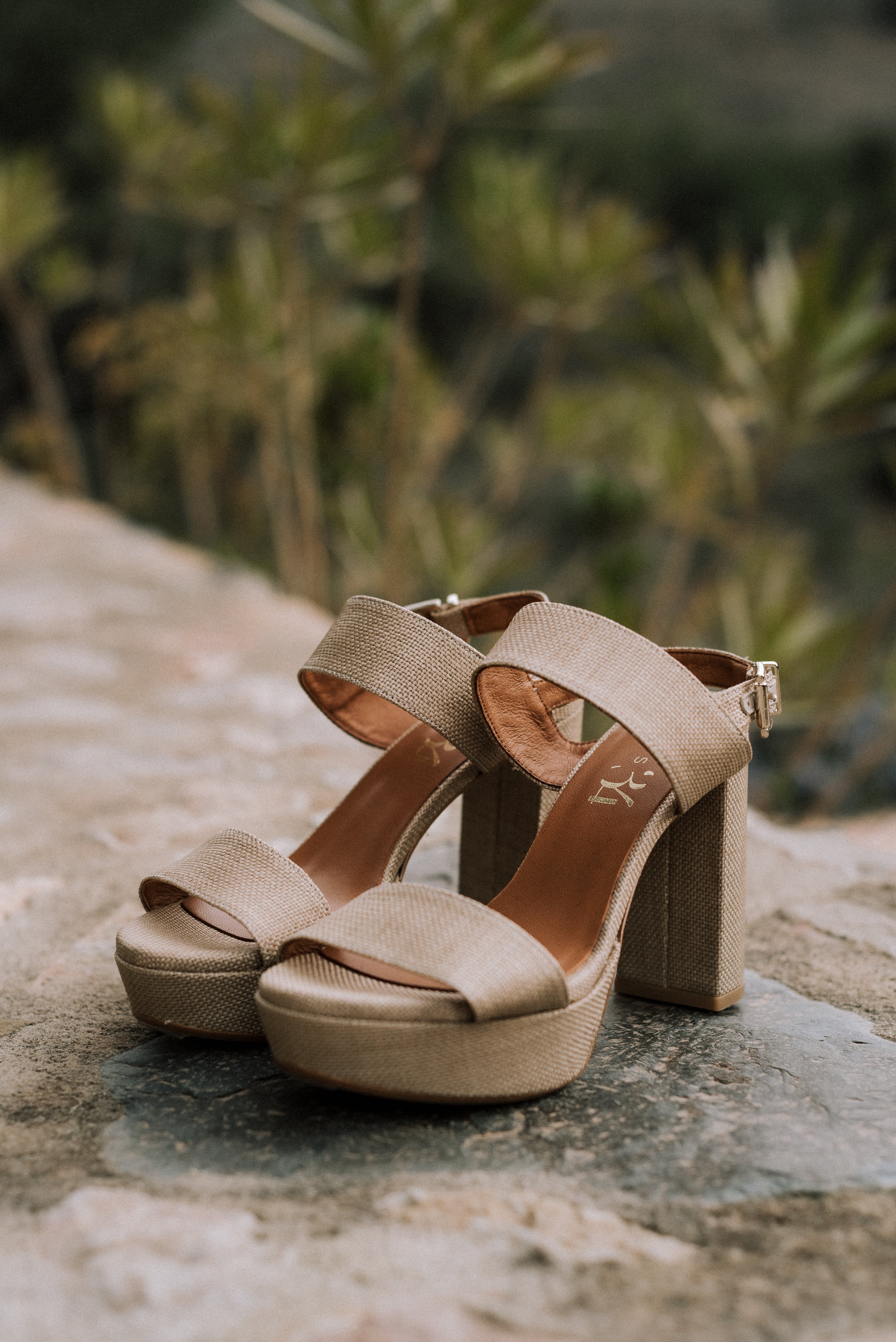 MONICA SANDAL 10CM HEEL PLATFORM NATURAL LINEN