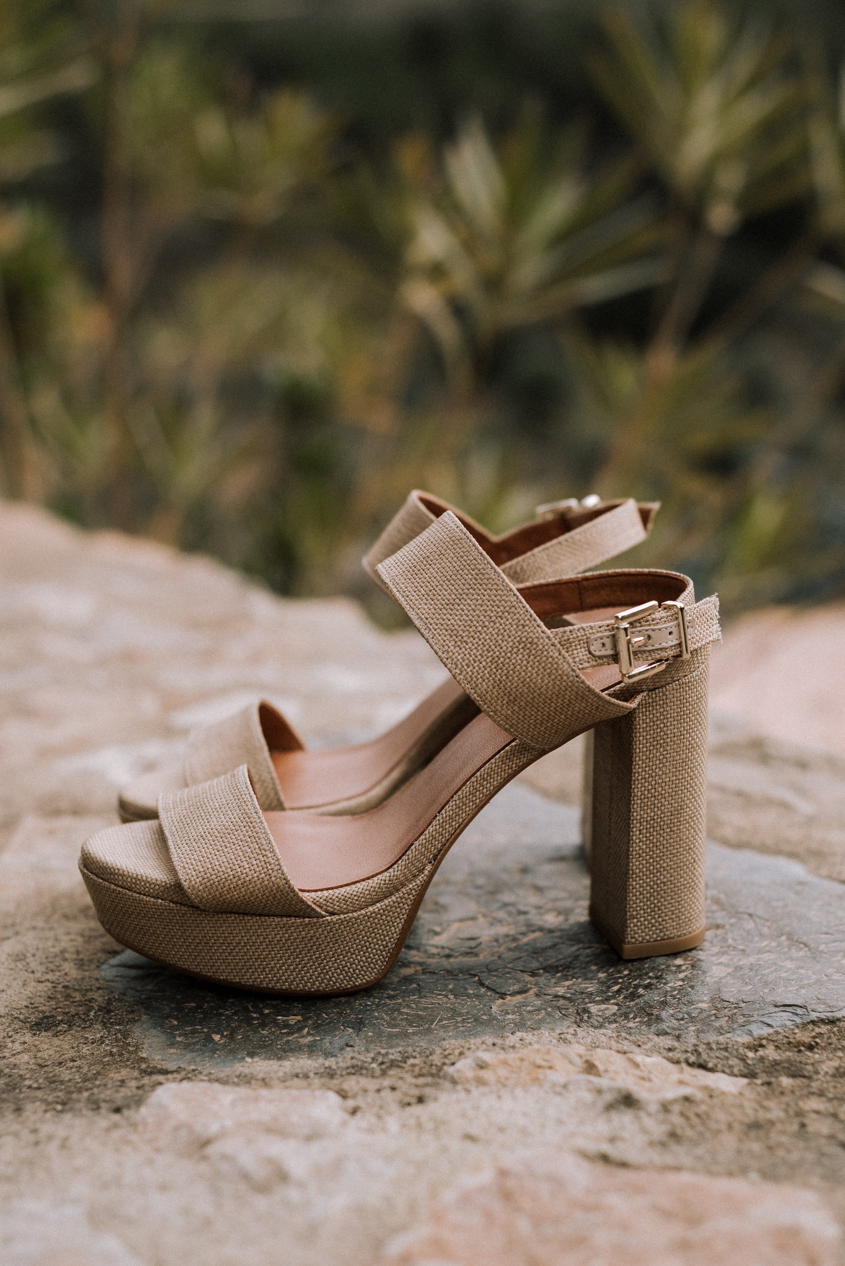 MONICA SANDAL 10CM HEEL PLATFORM NATURAL LINEN