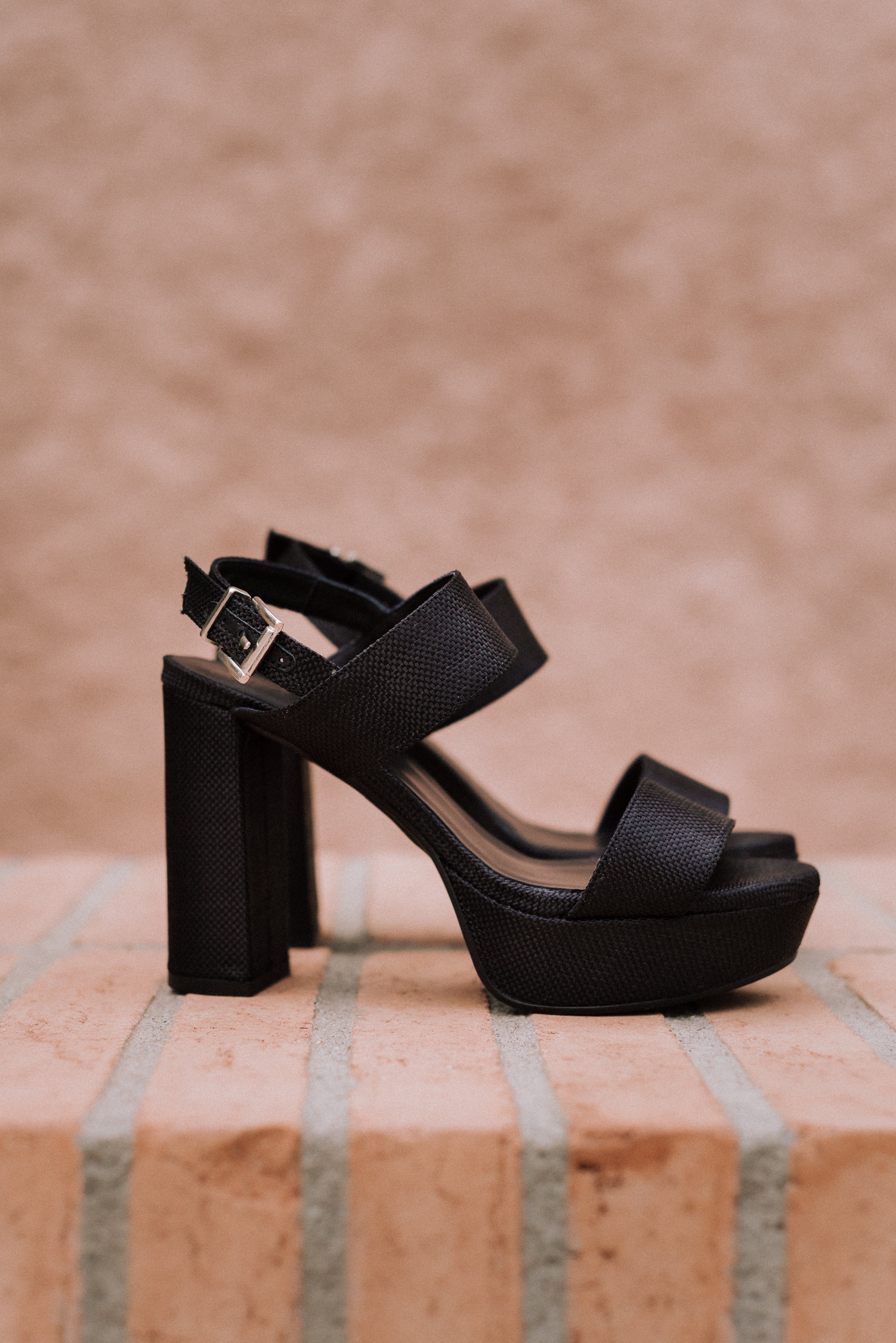 MONICA SANDAL 10CM HEEL PLATFORM BLACK LINEN