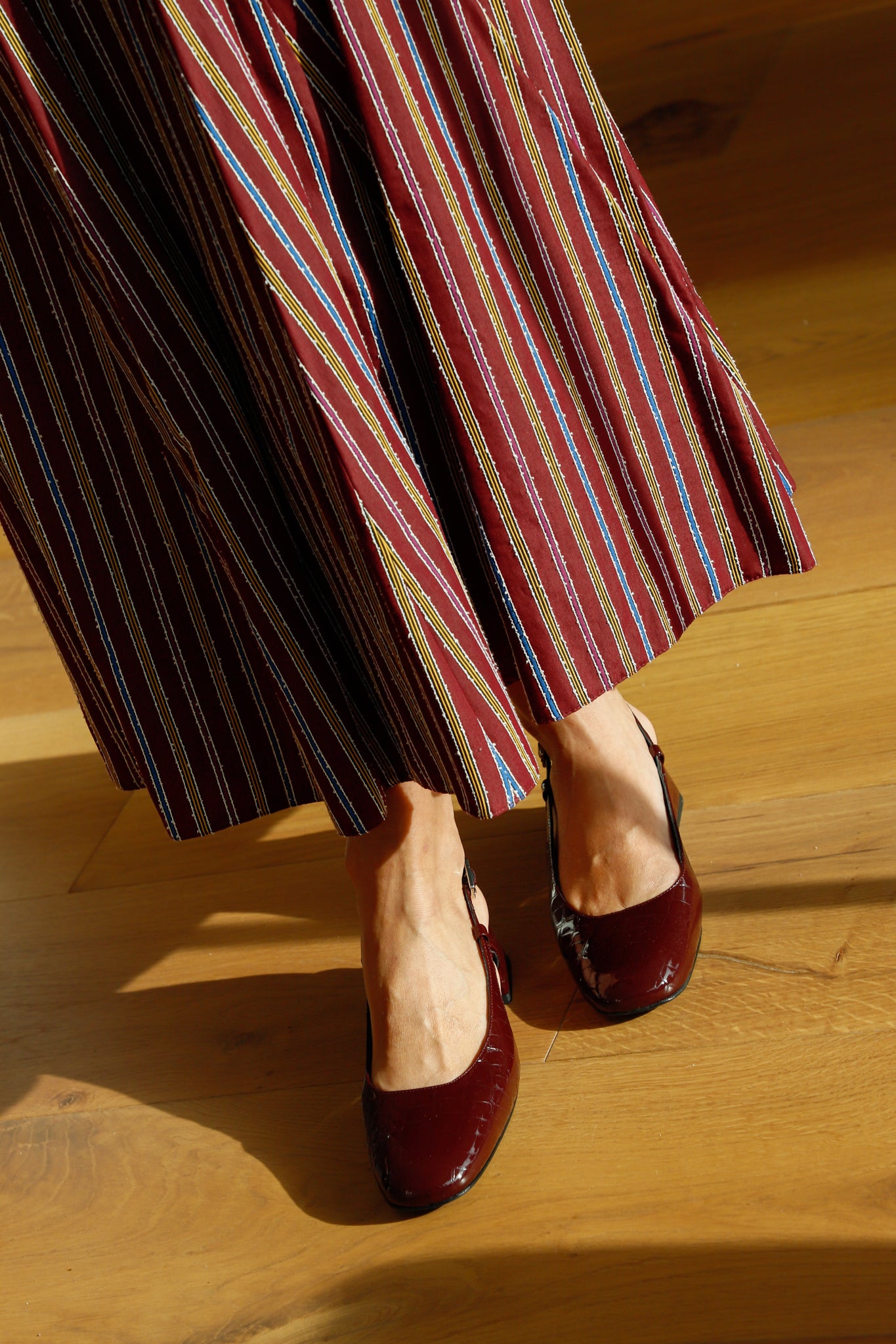 STILETTO LAURA COCO-EFFECT LEATHER BURGUNDY PATENT LEATHER 4CM HEEL