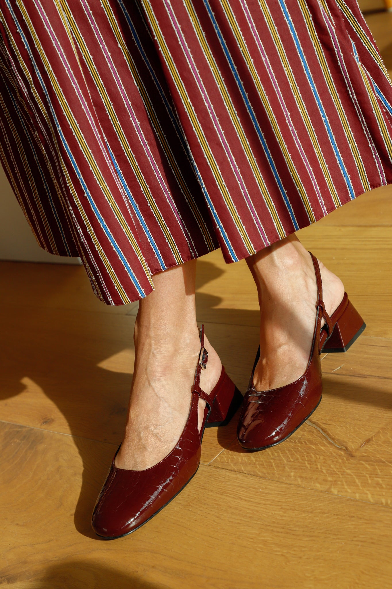 STILETTO LAURA COCO-EFFECT LEATHER BURGUNDY PATENT LEATHER 4CM HEEL