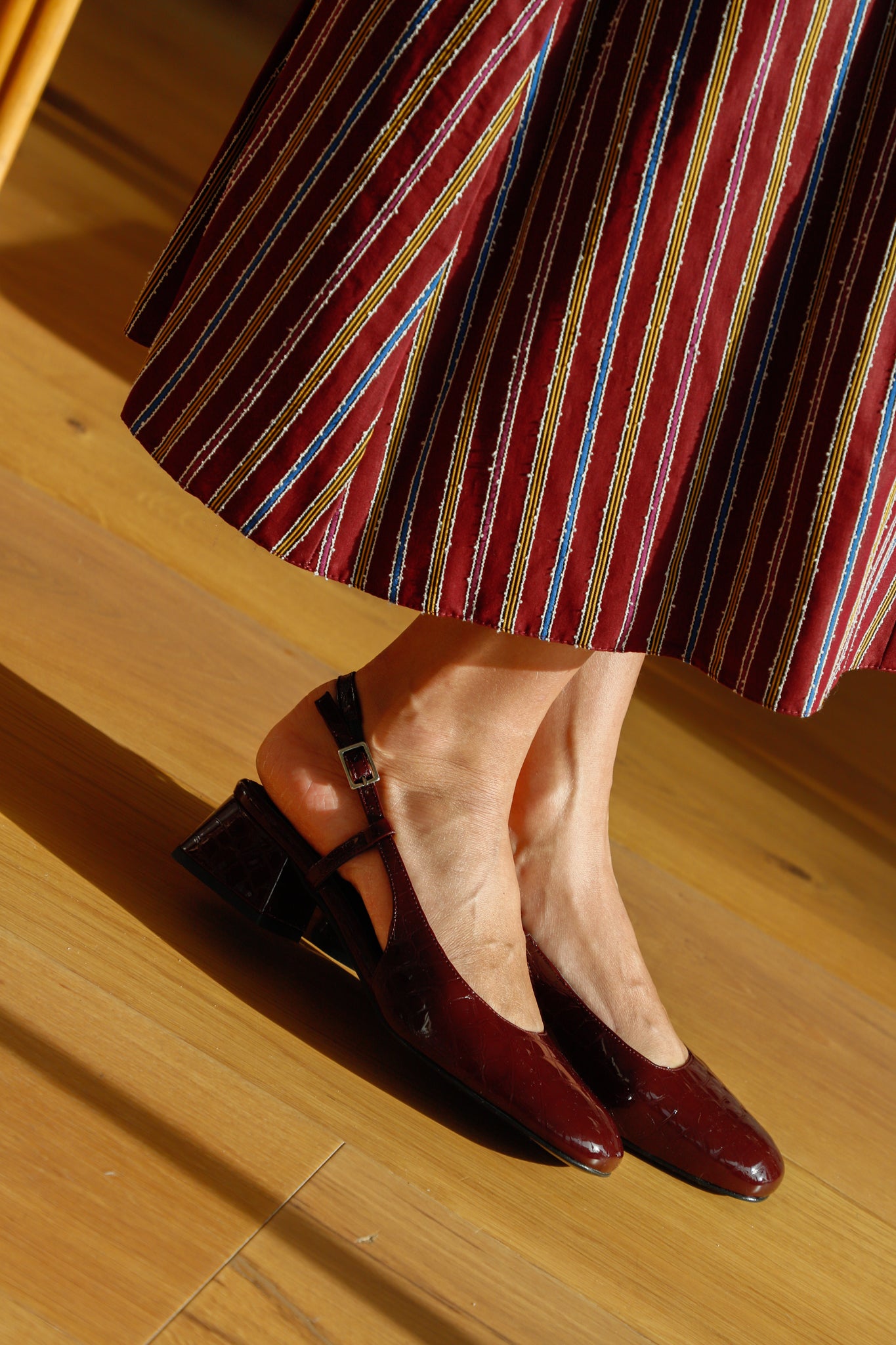STILETTO LAURA COCO-EFFECT LEATHER BURGUNDY PATENT LEATHER 4CM HEEL