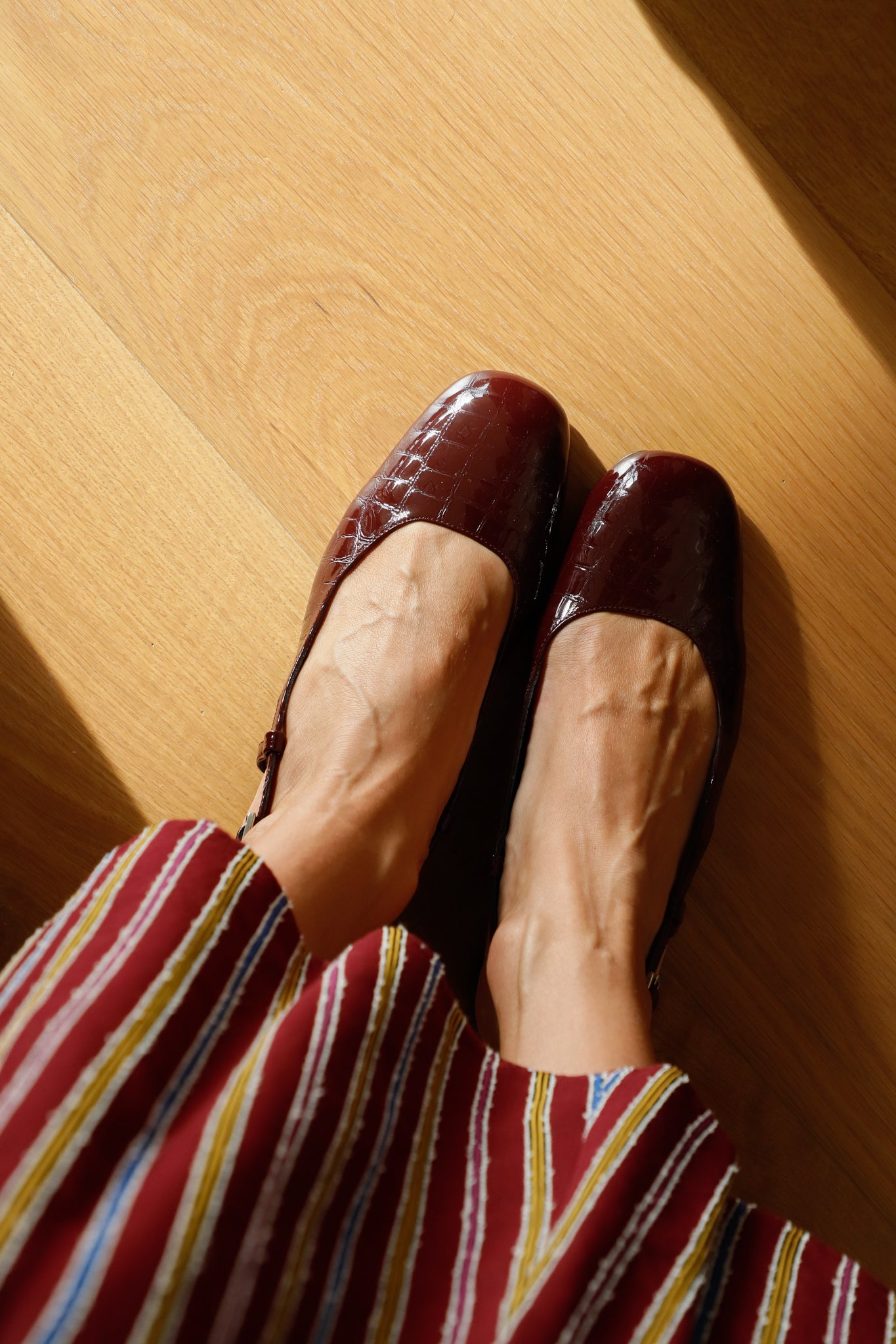 STILETTO LAURA COCO-EFFECT LEATHER BURGUNDY PATENT LEATHER 4CM HEEL
