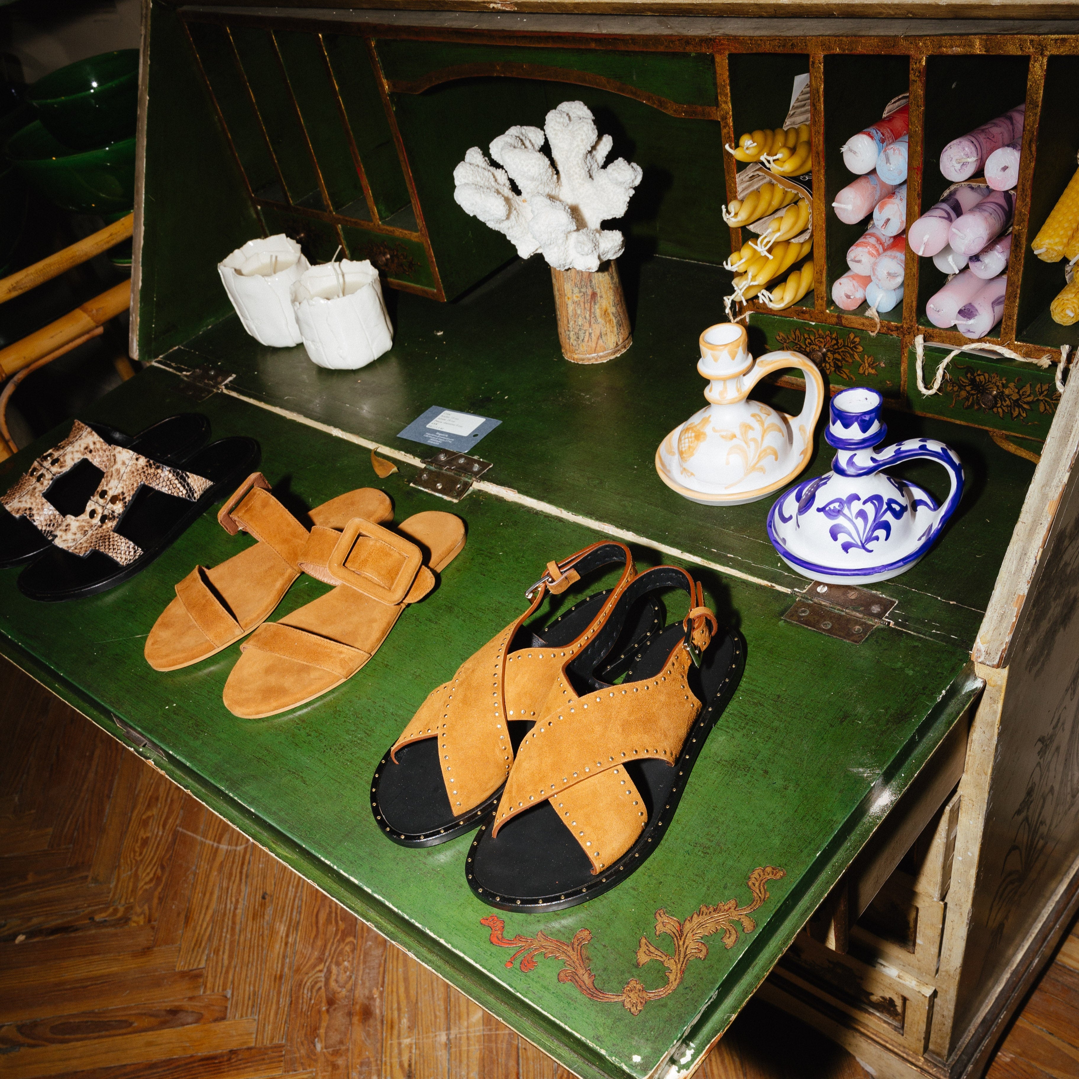 SANDALIA PLANA SOLE ANTE COÑAC