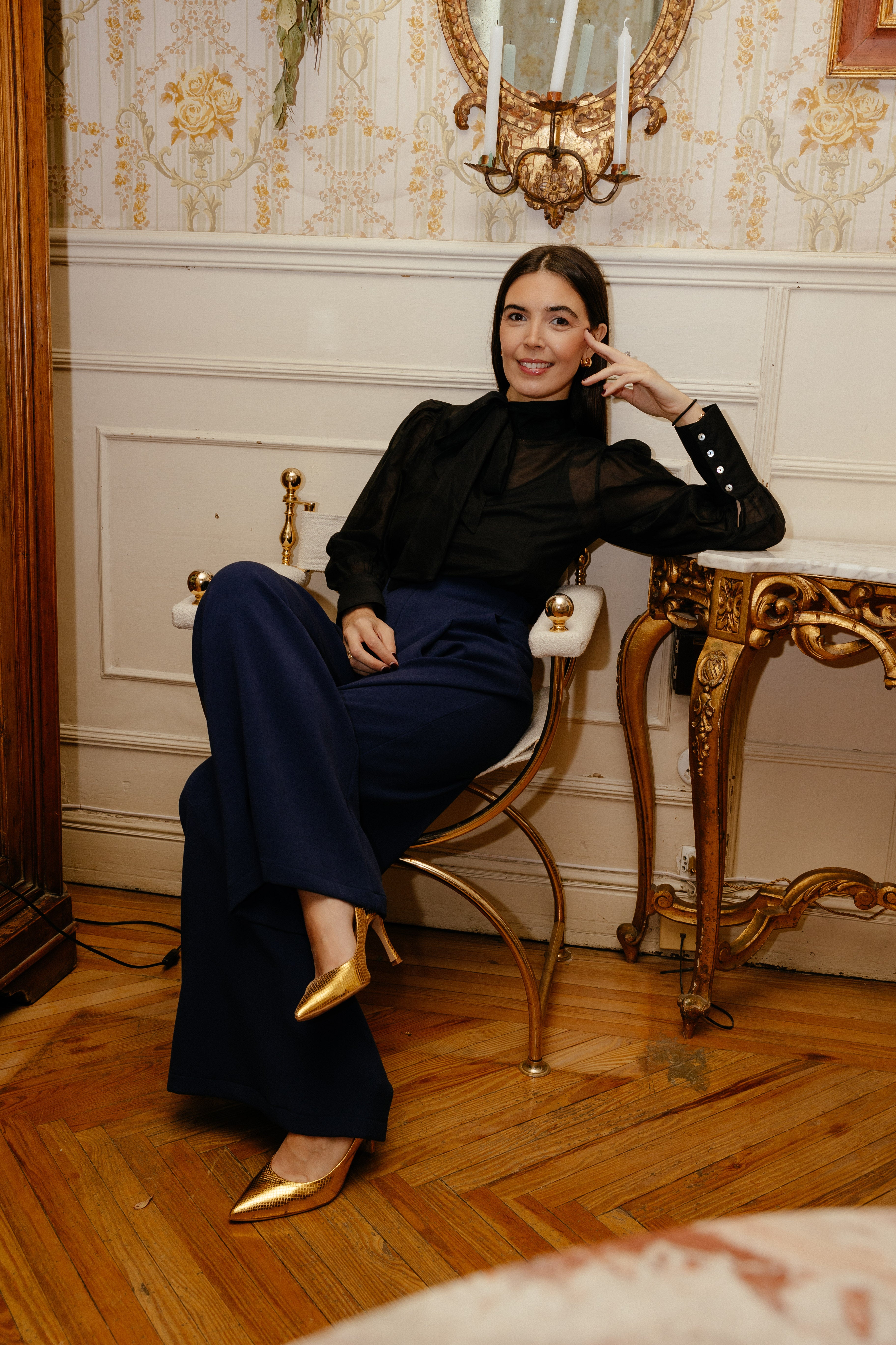 LIMITED EDITION - STILETTO PERLI PYTHON EFFECT GOLD 8CM HEEL