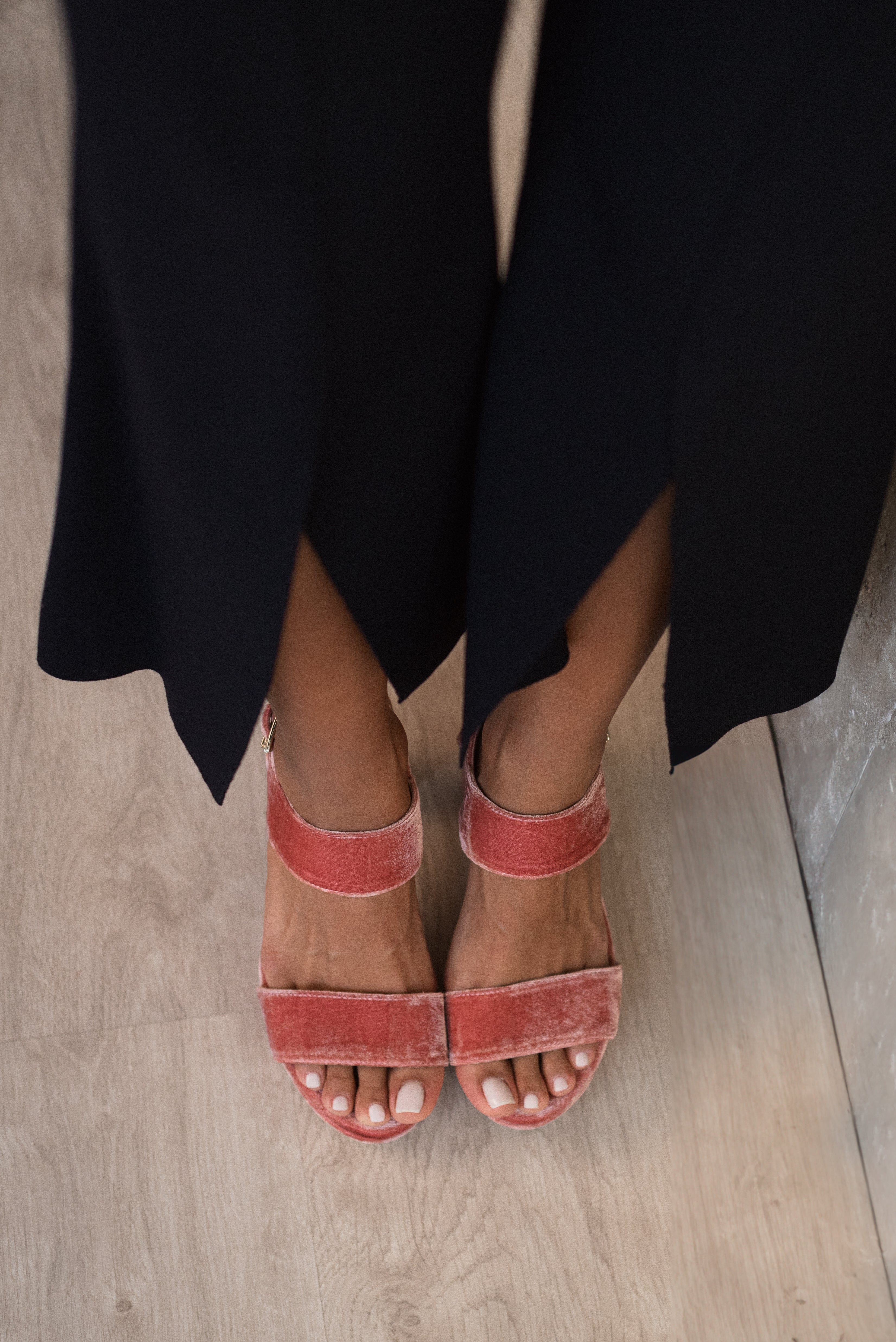 MONICA PINK VELVET SANDAL 10CM HEEL