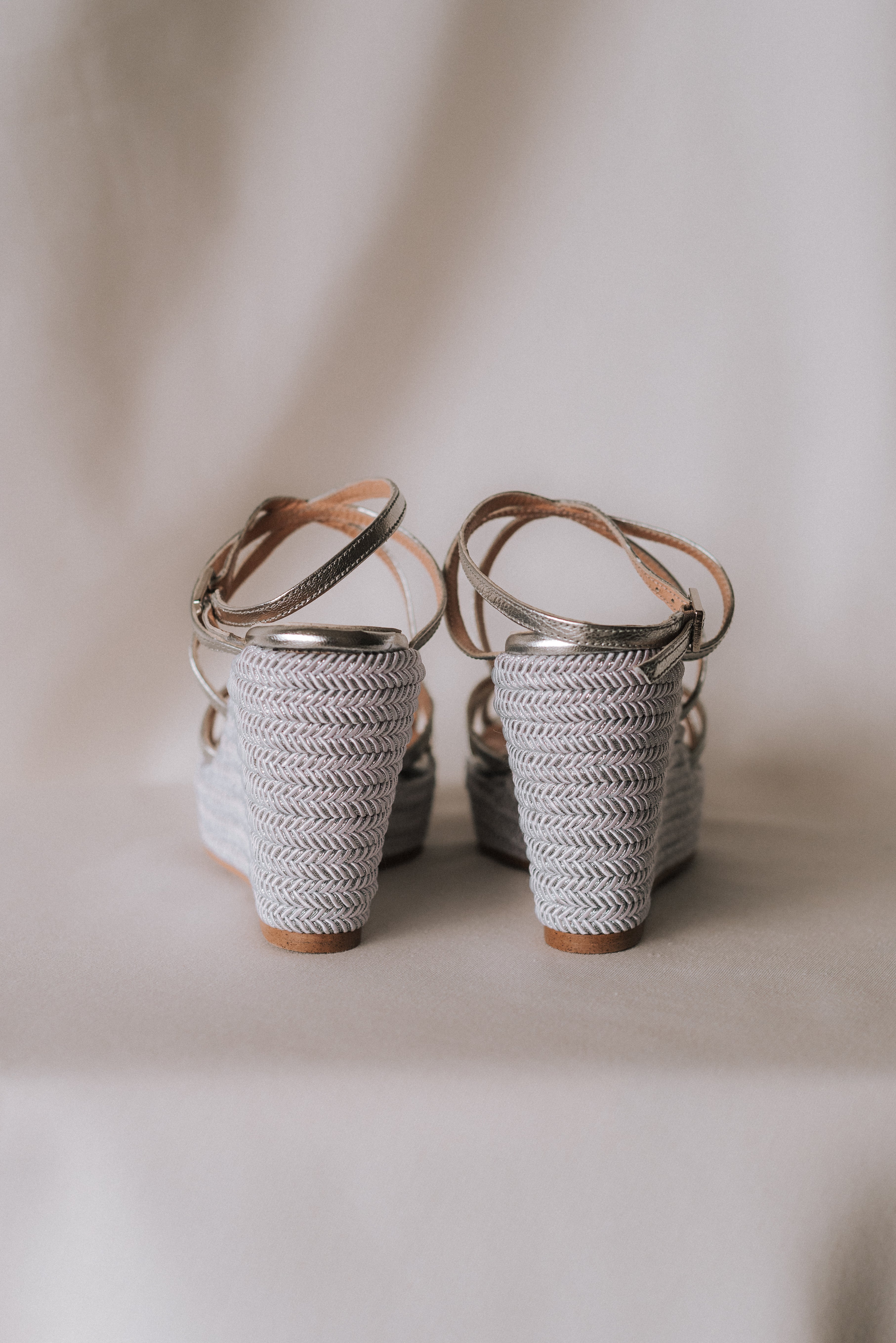BERTA WEDGE SILVER LAMINATED LEATHER 8.5 CM