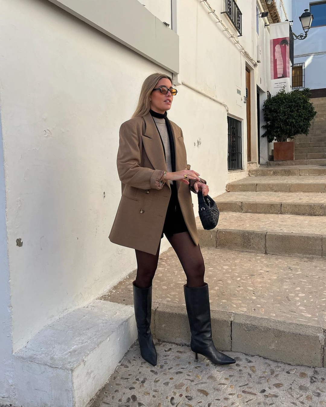 PEPA BLACK LEATHER BOOT MIDI HEEL 5CM