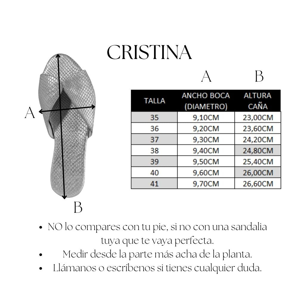 CRISTINA FLAT SANDAL IN PLATINUM ENGRAVED LEATHER