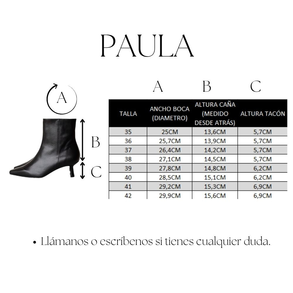PAULA BLACK LEATHER ANKLE BOOT 5CM MIDI HEEL