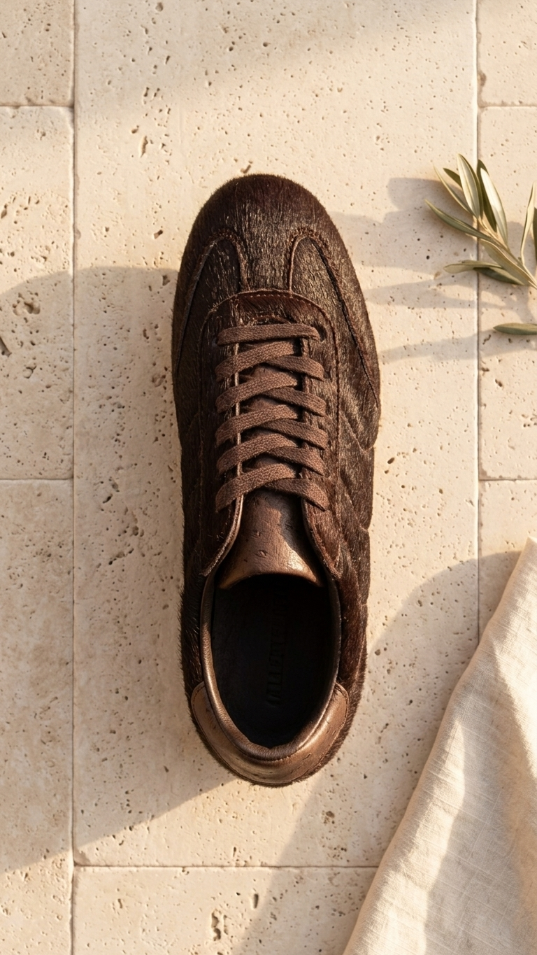 Sneaker Alberto Piel Efecto Pelo Marrón Chocolate