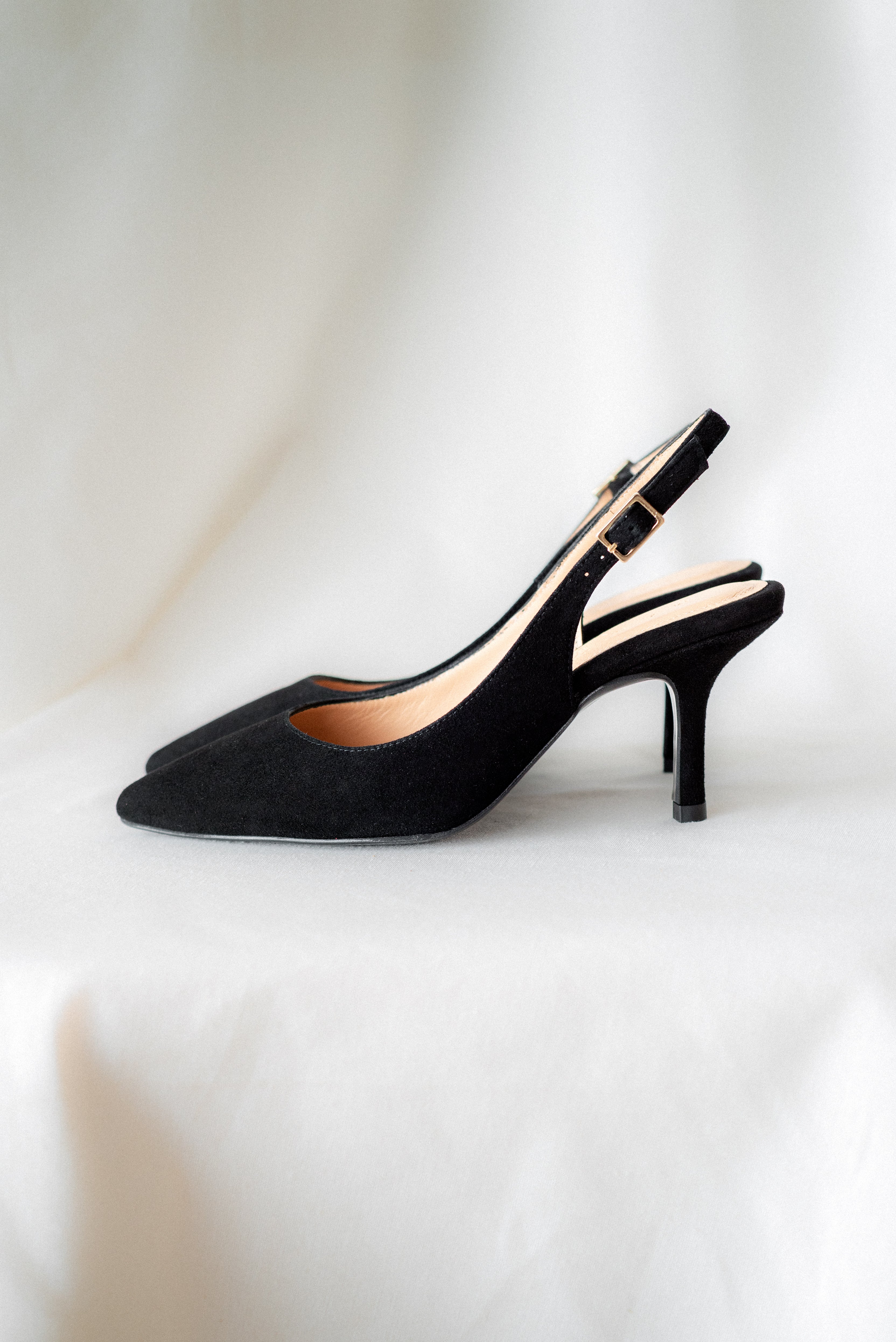 HANNA BLACK SUEDE 6CM HEEL SLINGBACK STILETTO