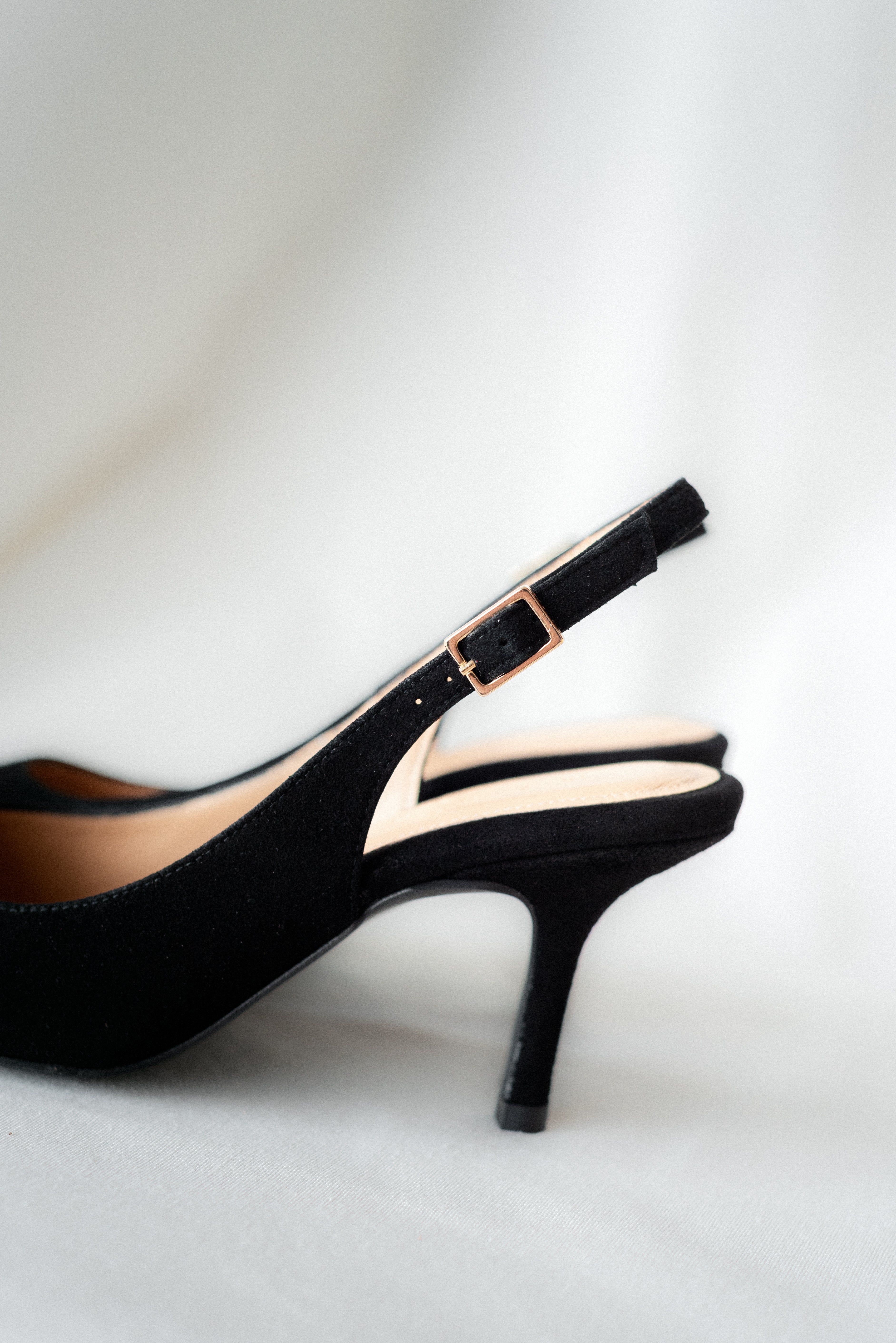 HANNA BLACK SUEDE 6CM HEEL SLINGBACK STILETTO