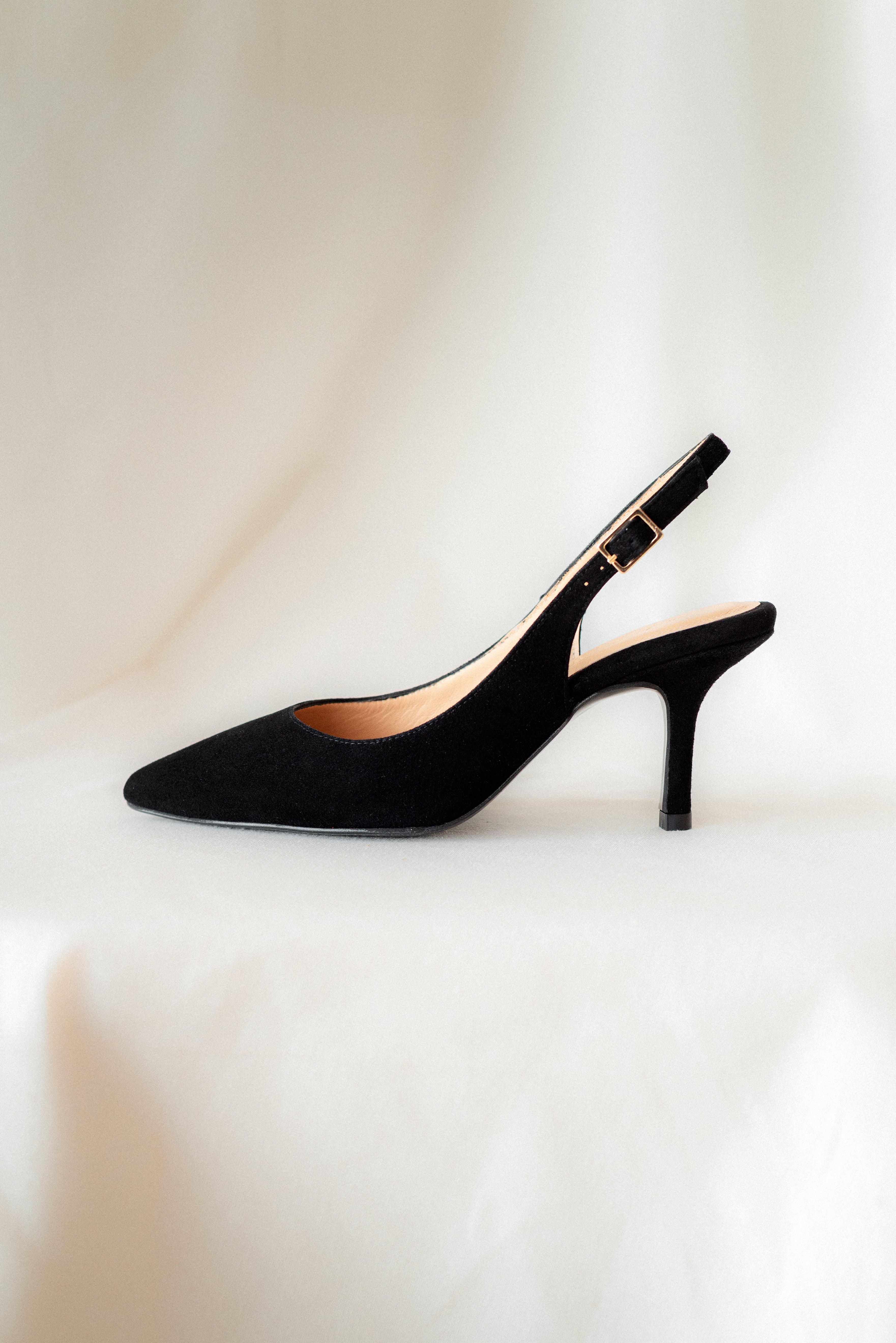 HANNA BLACK SUEDE 6CM HEEL SLINGBACK STILETTO