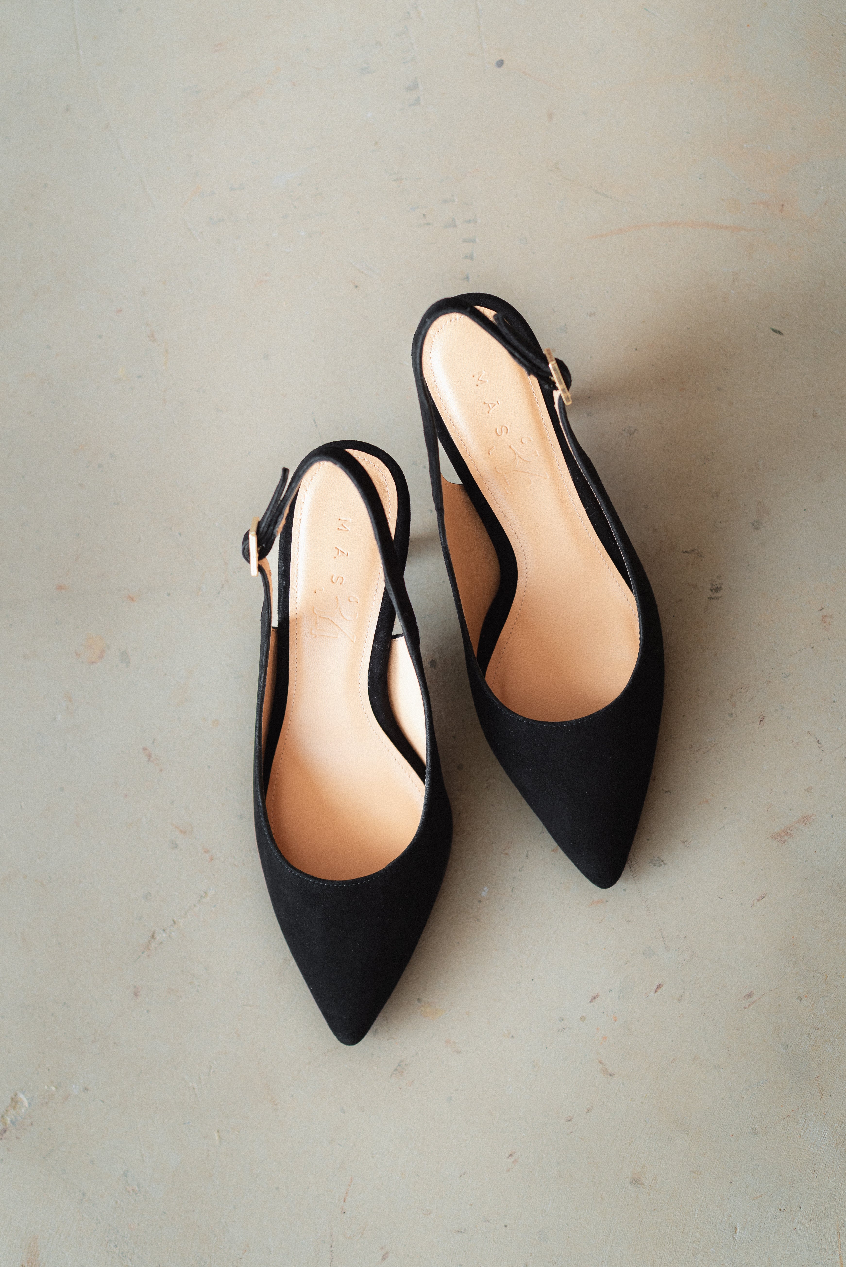 HANNA BLACK SUEDE 6CM HEEL SLINGBACK STILETTO