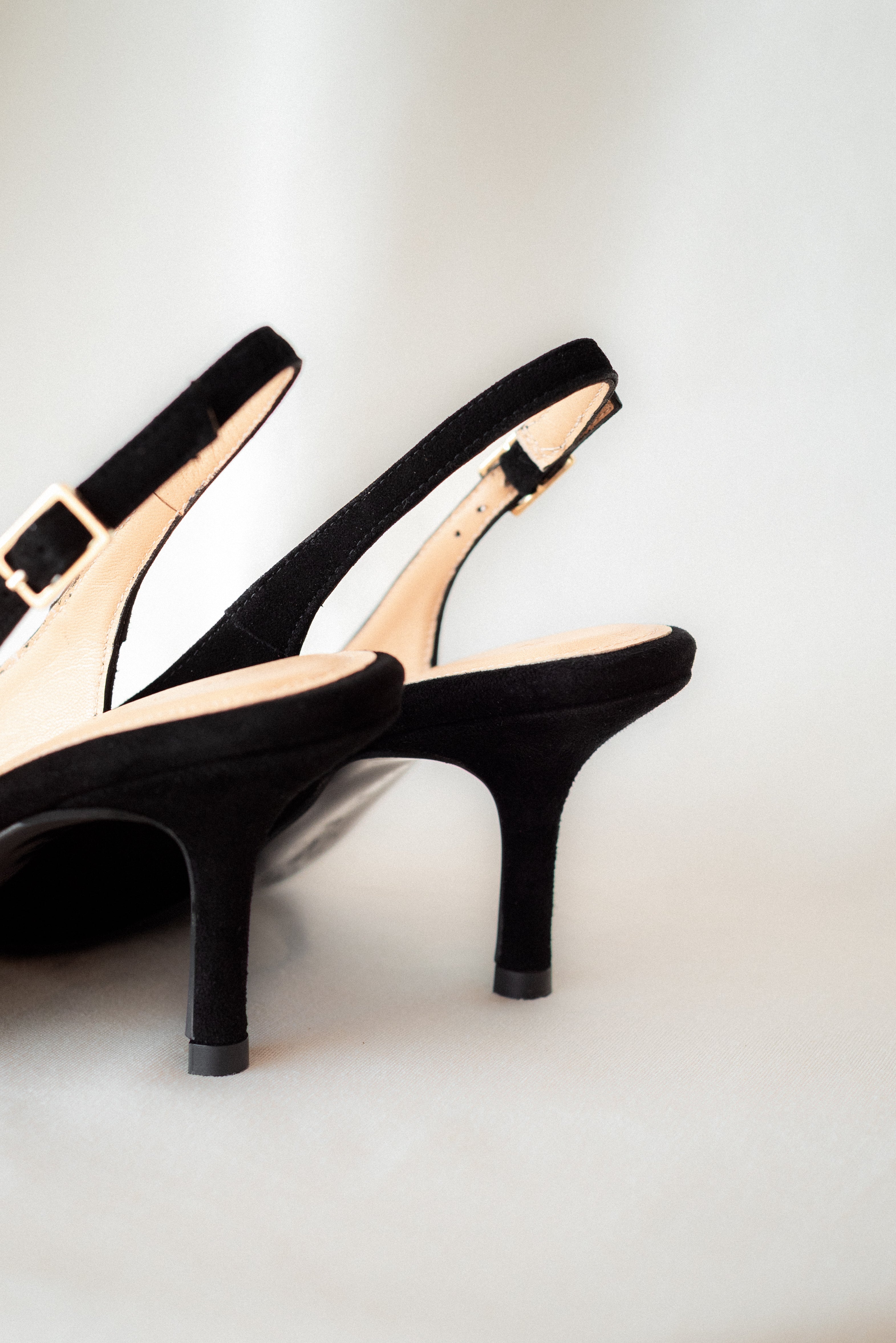 HANNA BLACK SUEDE 6CM HEEL SLINGBACK STILETTO