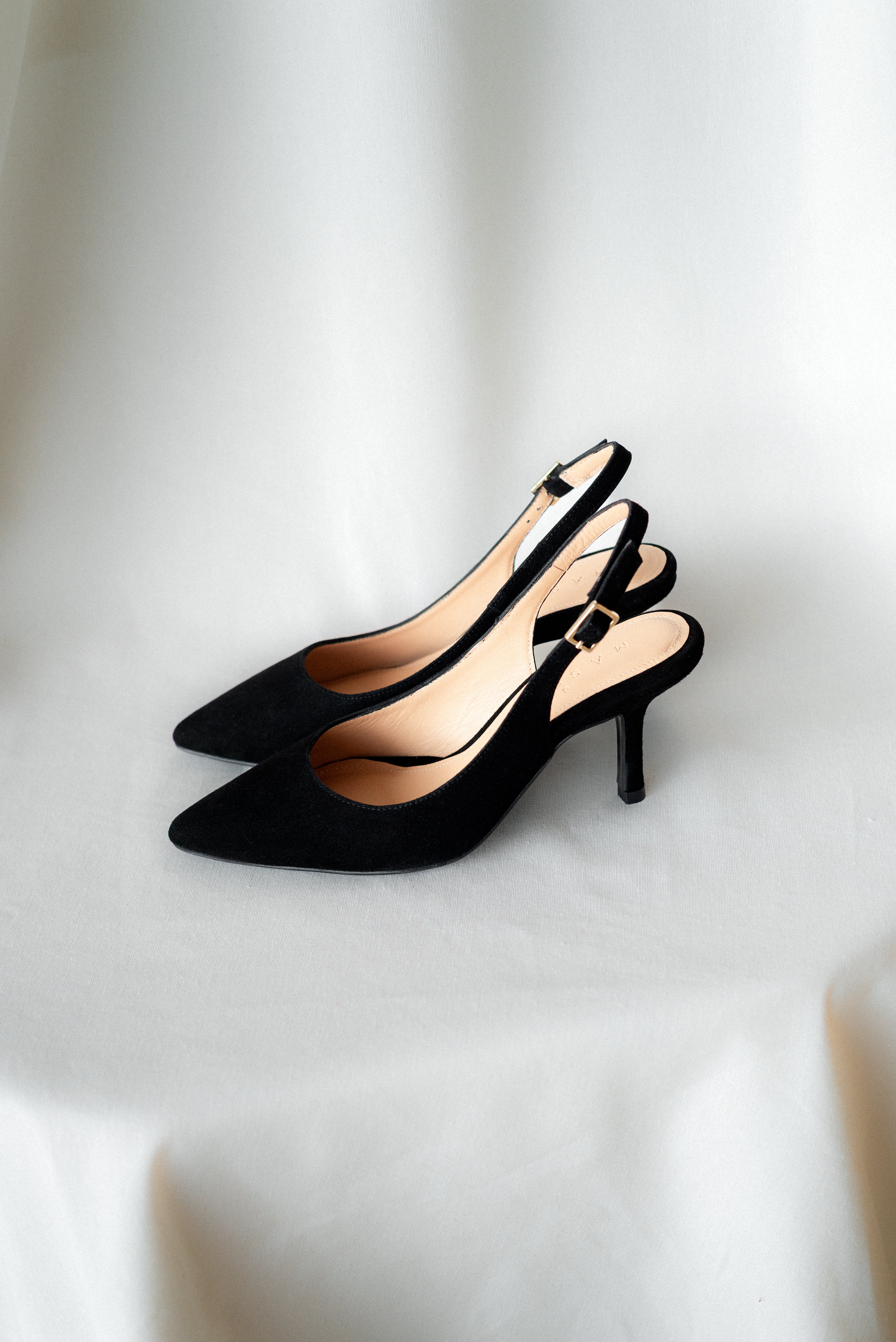 HANNA BLACK SUEDE 6CM HEEL SLINGBACK STILETTO