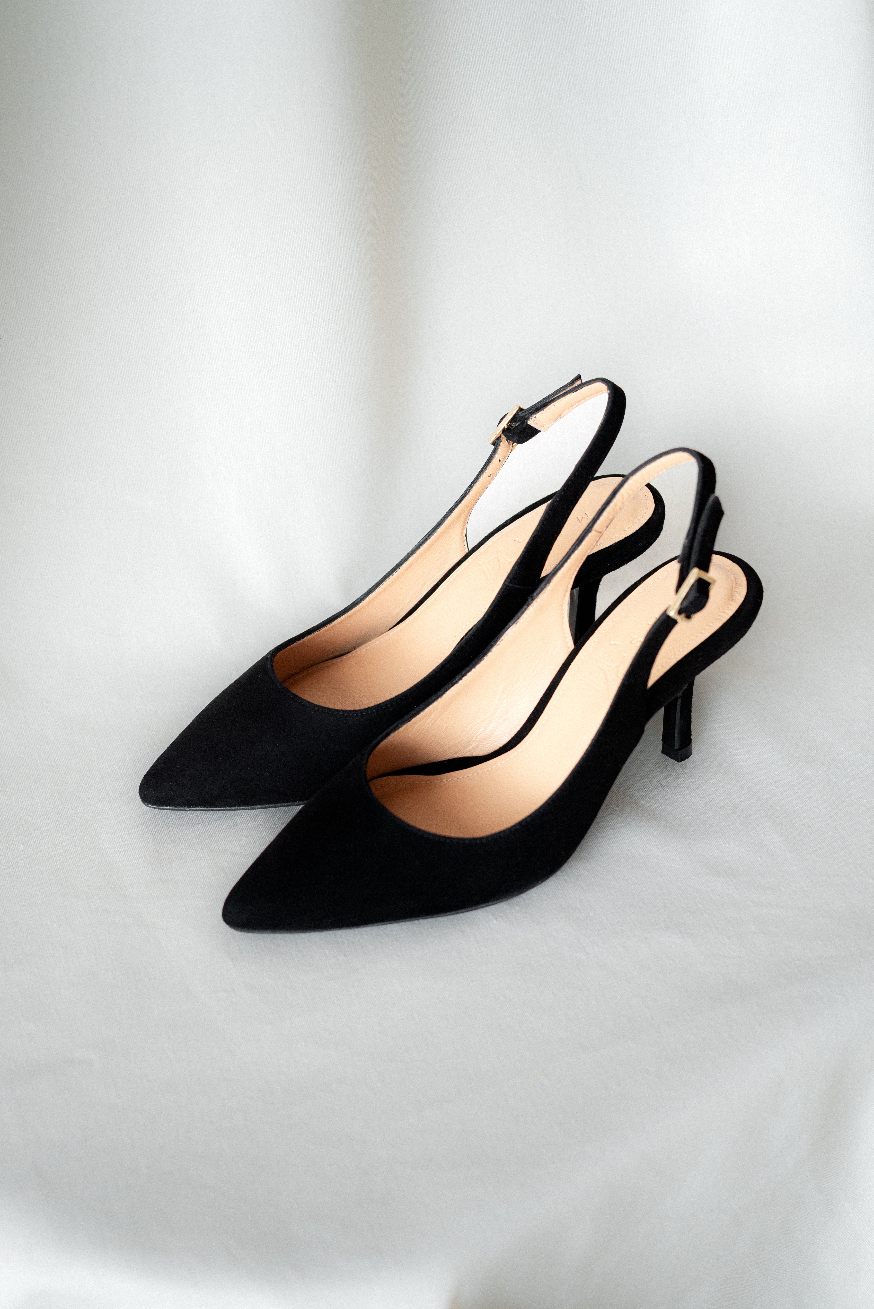 HANNA BLACK SUEDE 6CM HEEL SLINGBACK STILETTO