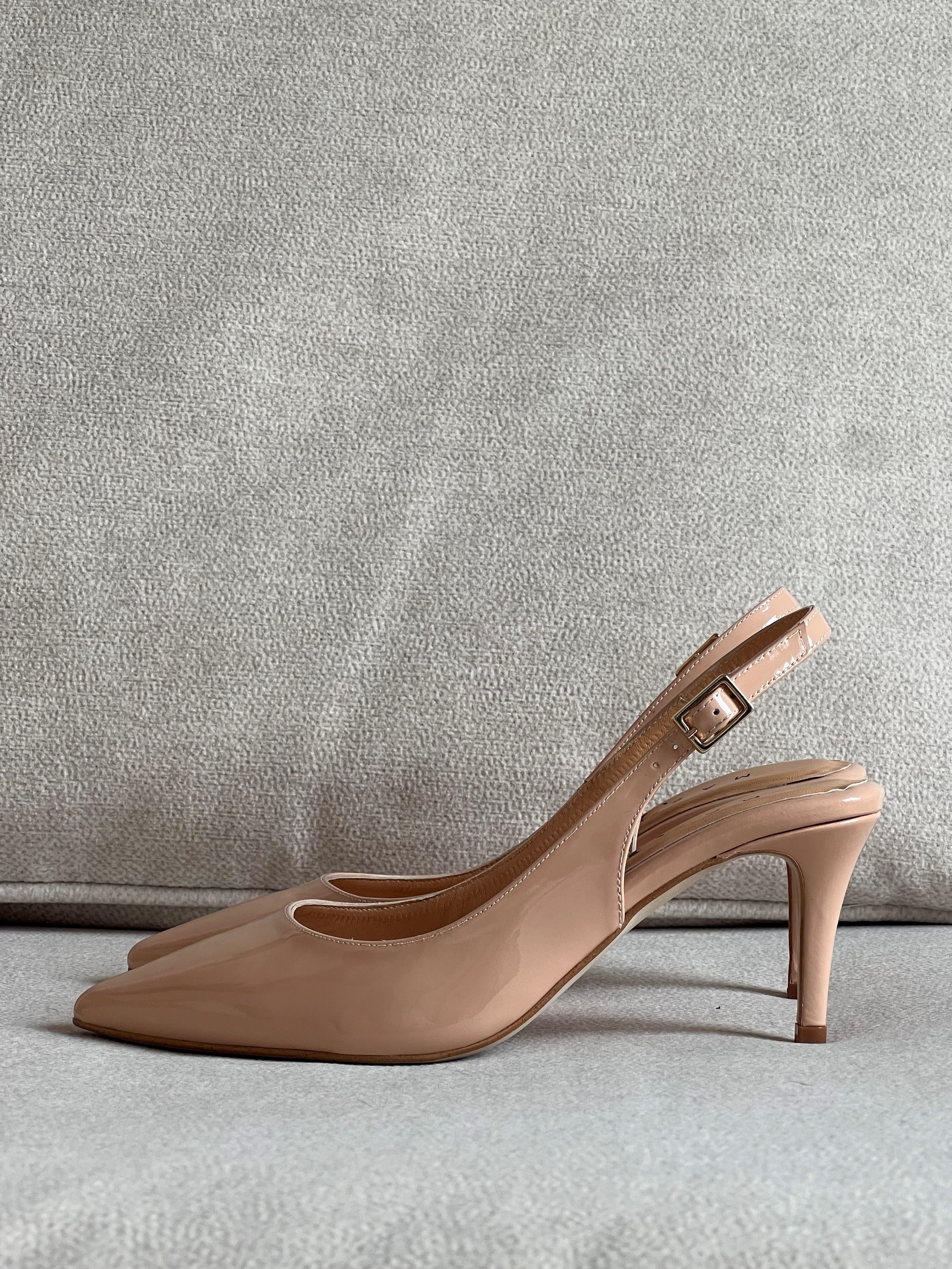 ANGELES NUDE PATENT LEATHER 6CM HEEL STRAIGHT STOOPED STILETTO